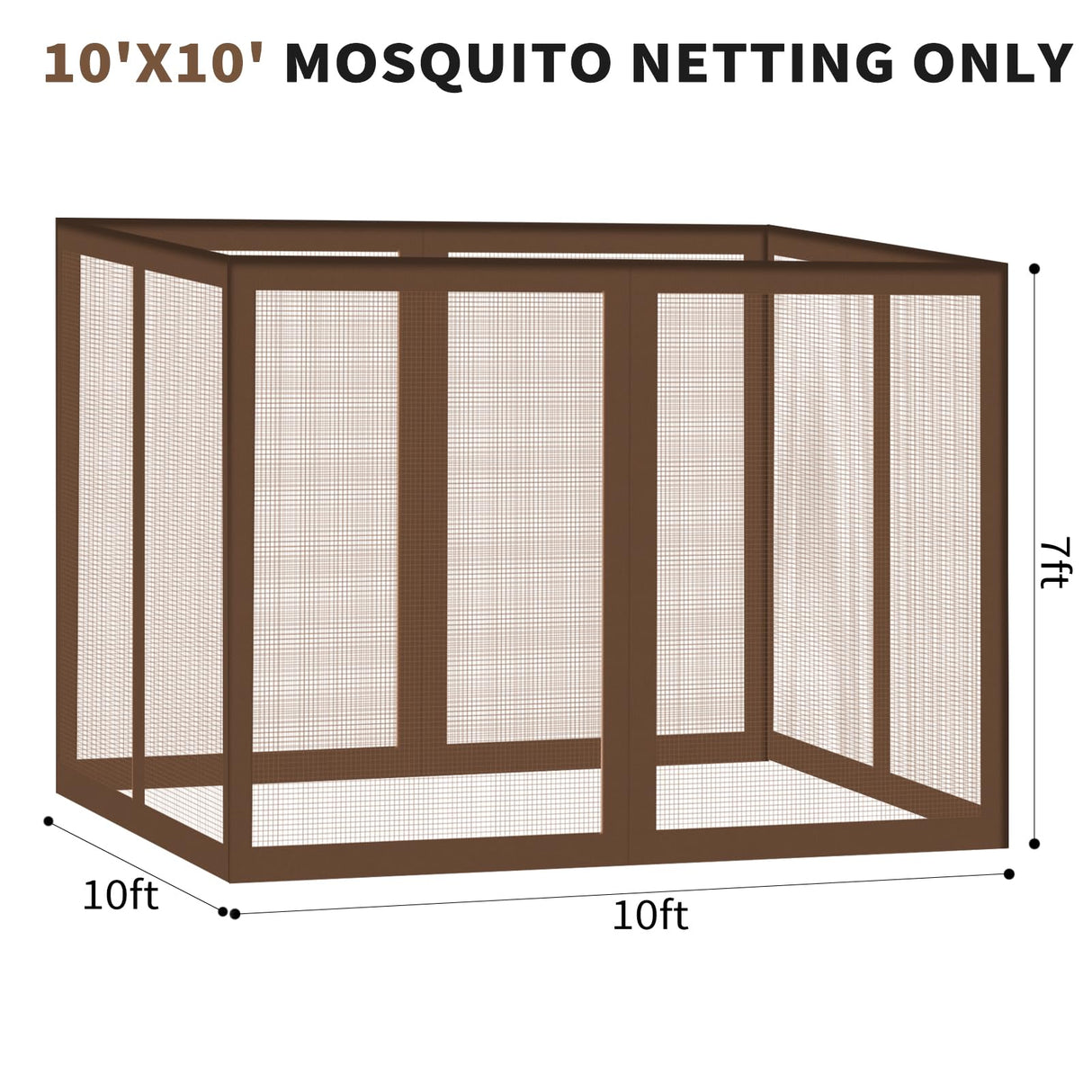 Gazebo Universal Replacement Mosquito Netting, 10' x 10' Outdoor Canopy Net Screen 4-Panel Sidewall Gazebo Curtains, with Zippers, Easy to Install, Fit for Most Gazebo 10x10 Canopy,Patio (Brown) Generic