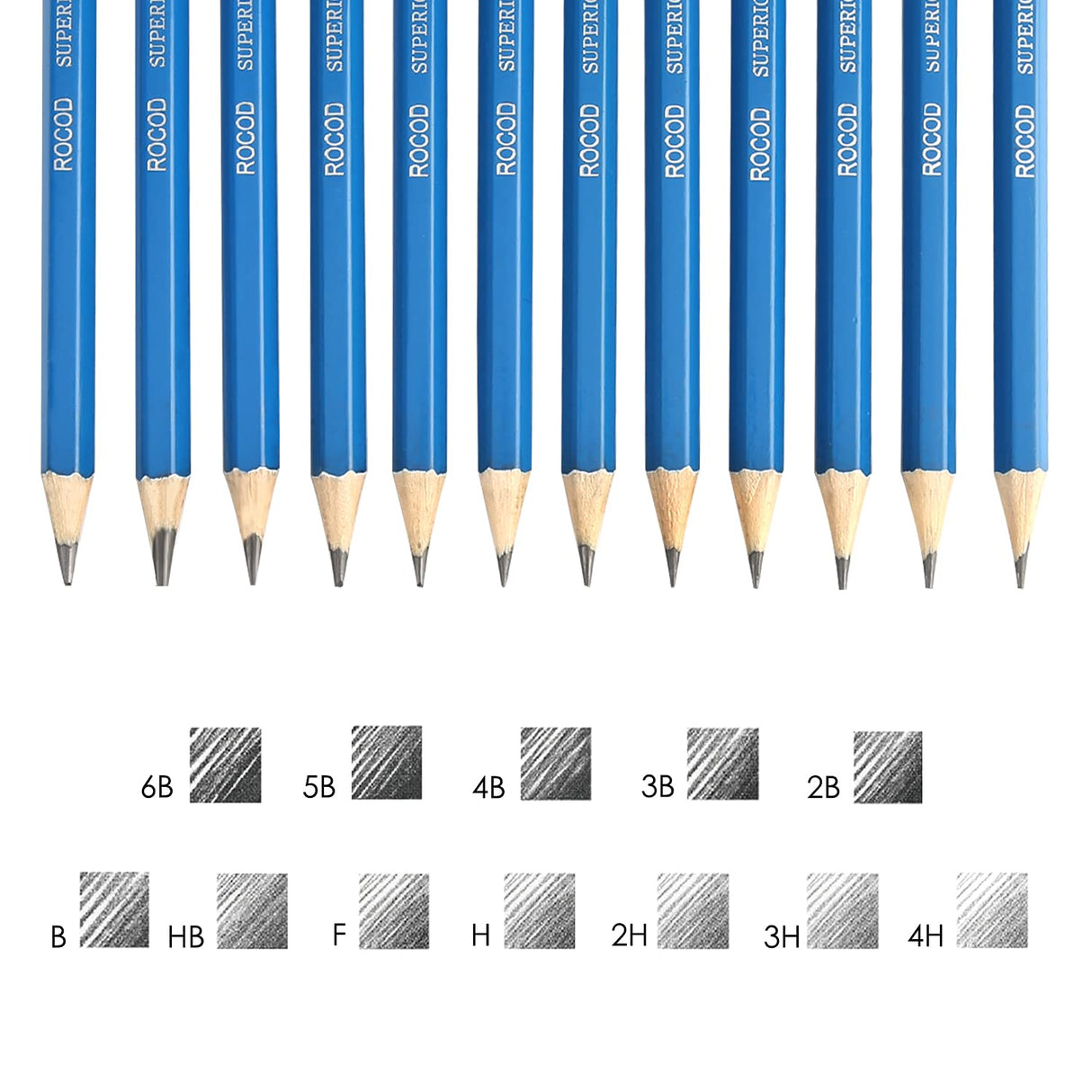ROCOD Profession Sketch Pencils 6B to 4H for Kids and Adults Drawing, Art Graphite Pencil for Artists Beginner Sketching ROCOD