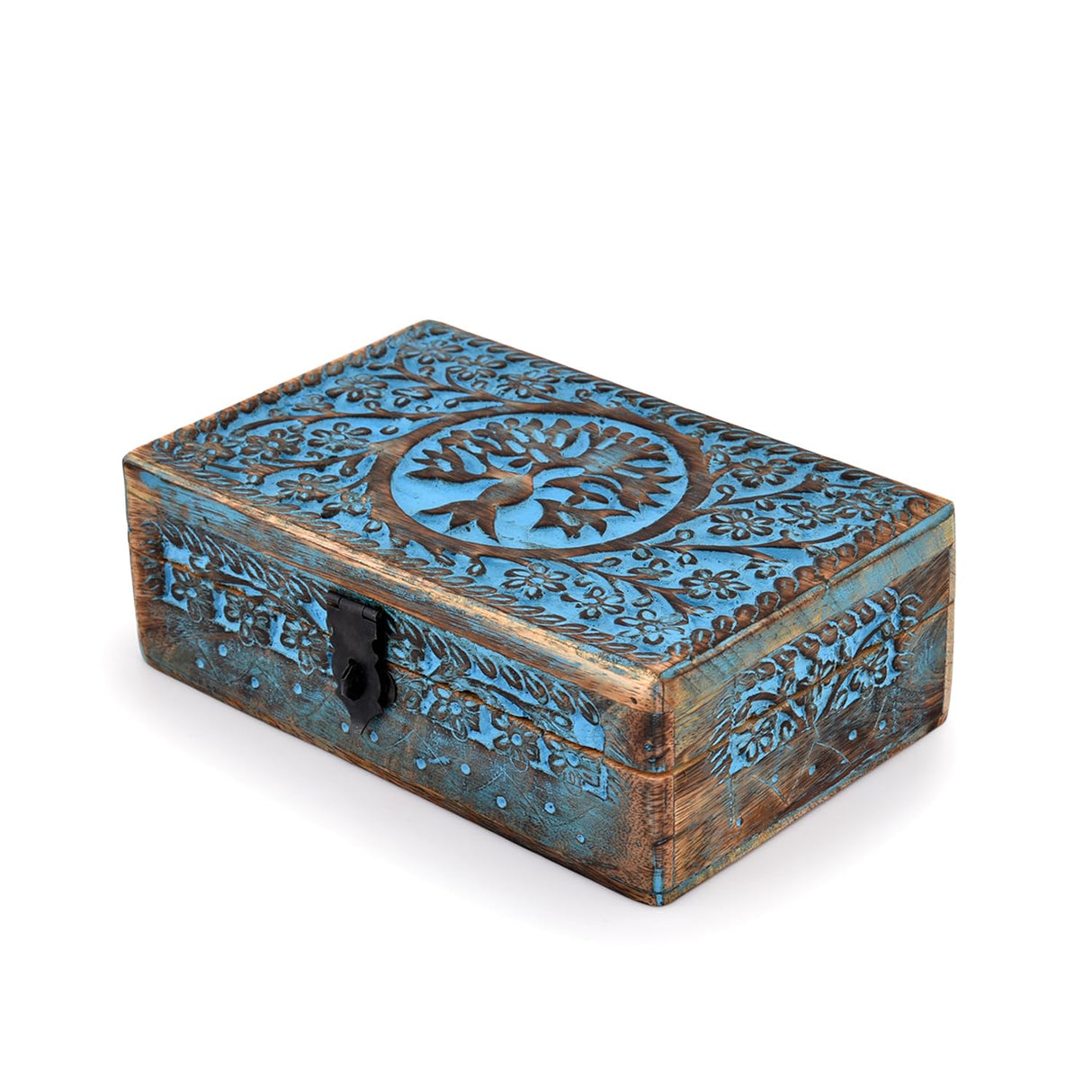 BHAVATU |Wooden Jewelry Box, Tarot Box, Celestial Home Decor, Witch Box, Tree of Life, Trinket Box |Size- 8" x 5" x 2.5",| Decorative Storage Bin BHAVATU
