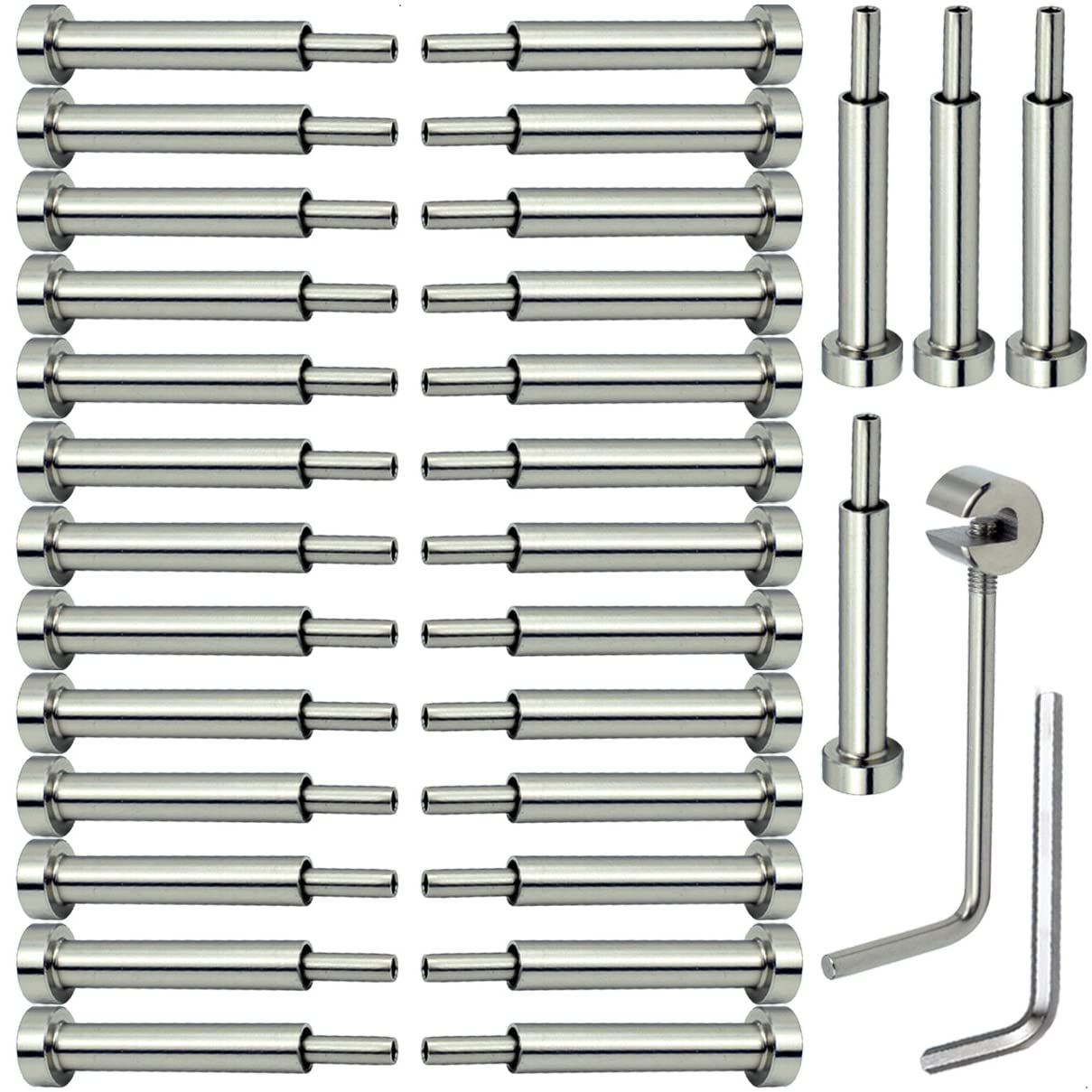 Sowtowe 3/16 Invisible Cable Railing Hardware,30 Pack Invisible Turnbuckle Kit,for Wood & Metal Post Cable Railing System Sowtowe
