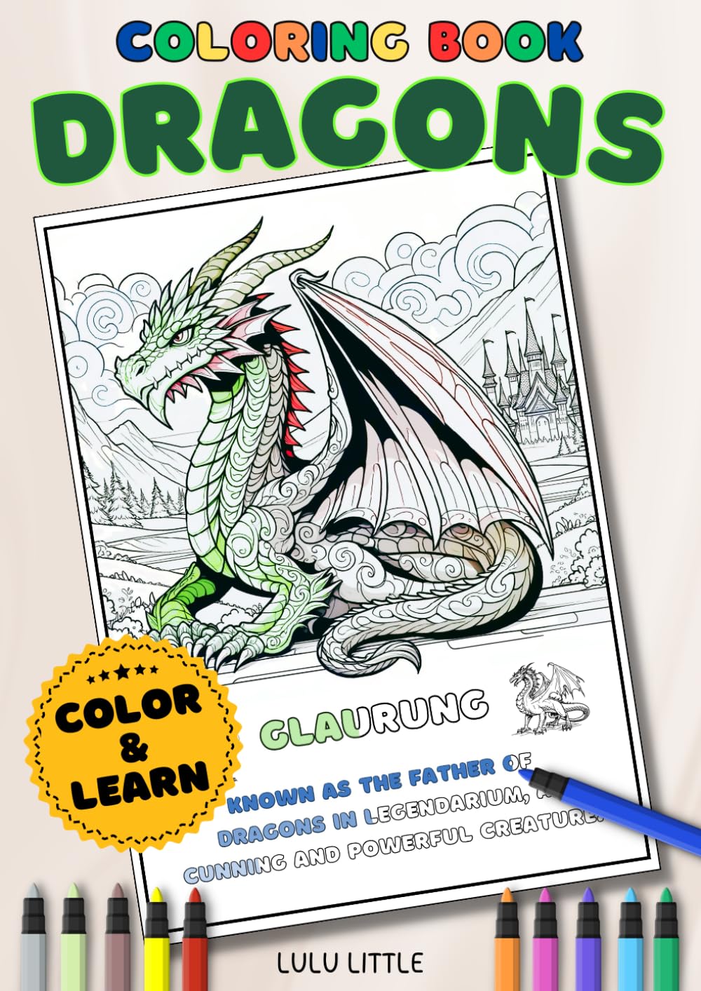 Coloring Book DRAGONS: Color & Learn (Color While You Learn) WoodArtSupply