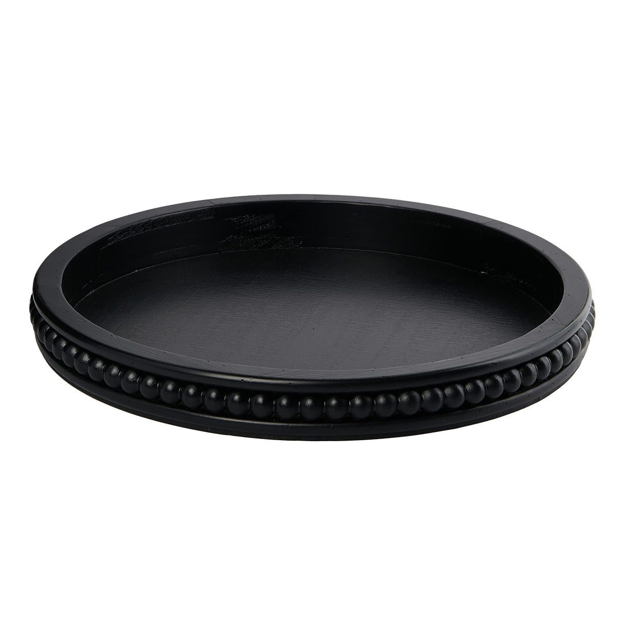 Creative Co-Op Farmhouse Decorative Wood Circle Hobnail Edge, Black Tray Creative Co-Op