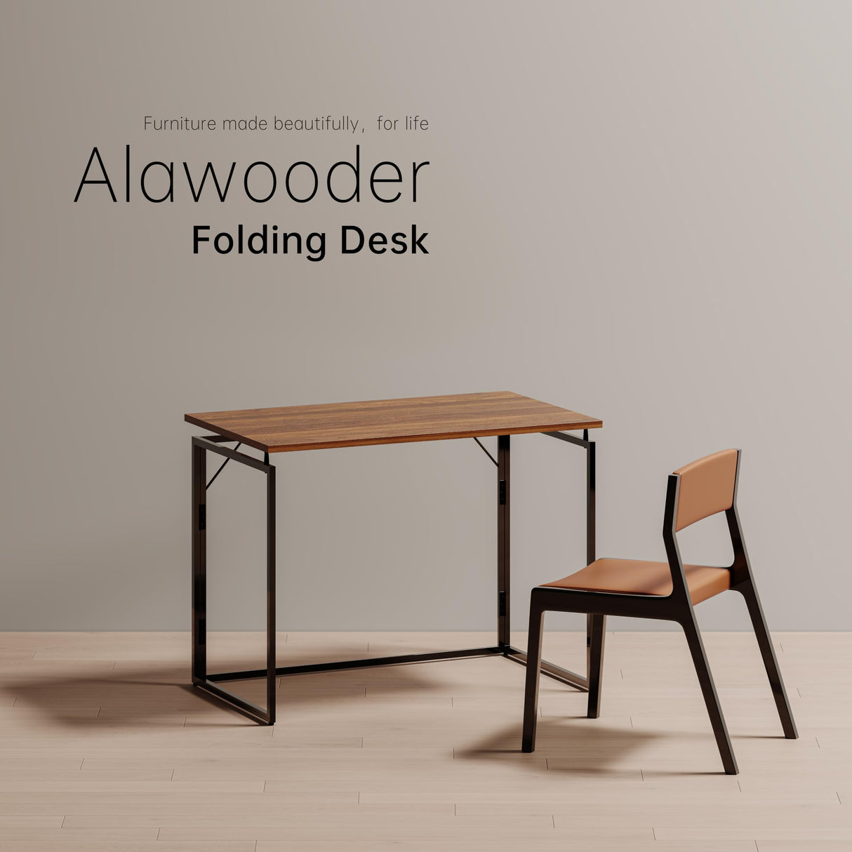 alawooder Folding Desk 40 Inch - Small Foldable Desk for Small Space Minimalist, Space Saving Collapsible Compact Desk Portable Table for Craft, Writing, Study and Work (No Assembly Required) alawooder