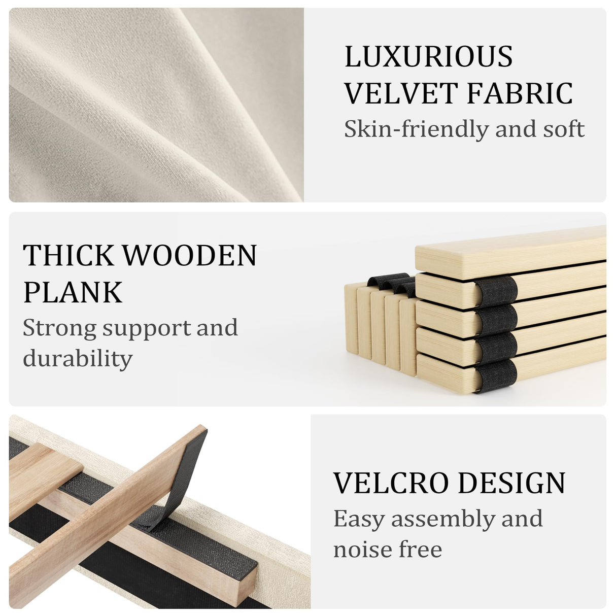 viplov King Size Platform Bed Frame with 51-inch Tall Camelback Headboard & Wingback, Deep Button Tufted Footboard with Nailhead Trim, No Box Spring Needed, Cream viplov