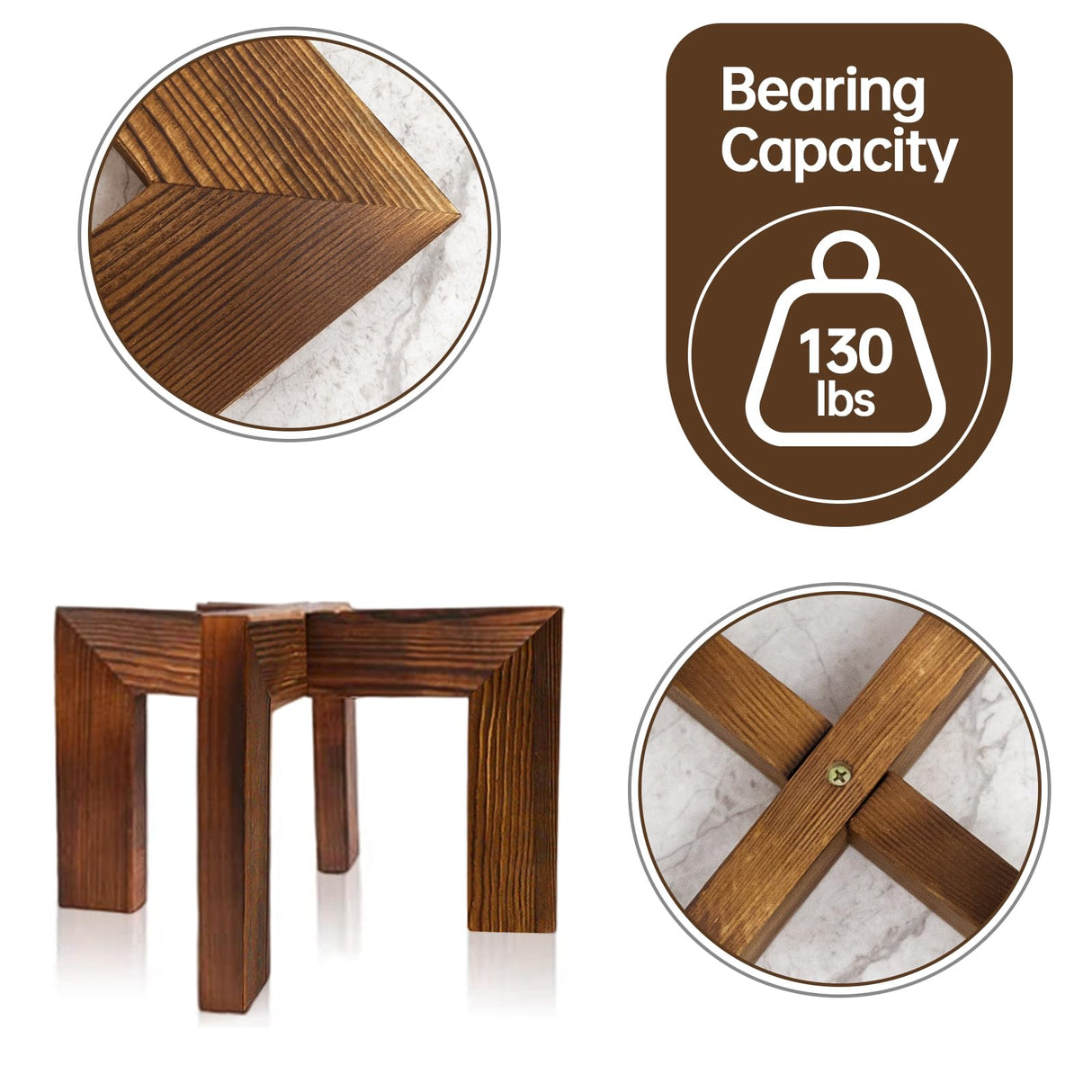 Adnkwolivt Indoor Plant Stand - Wooden Plant Stands Indoor 1 Pack, Floor Flower Pot Holder, Mid Century Planter Stand for Home Decor, Gift for Mothers Day, Plant Lovers, Housewarming Adnkwolivt