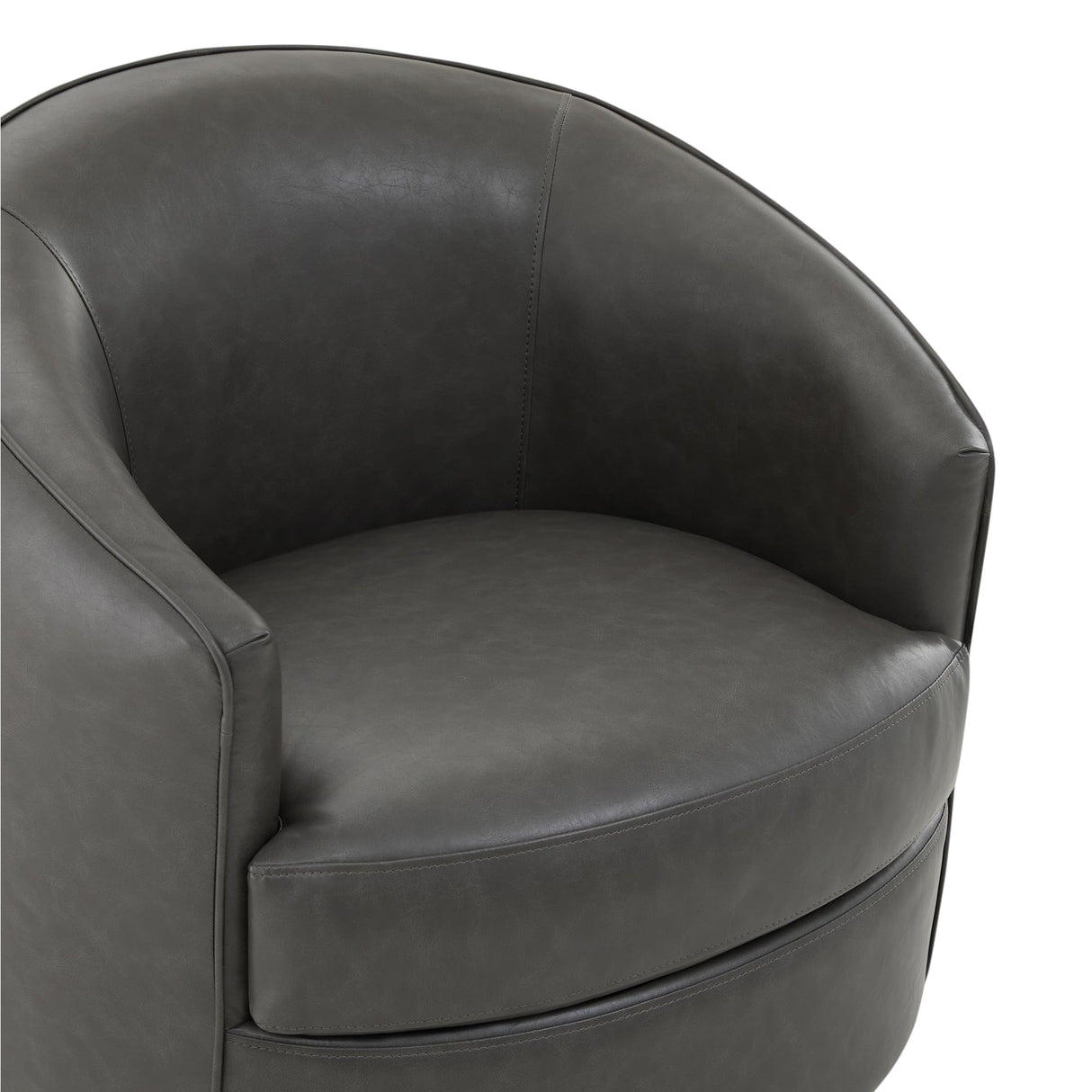 CHITA Swivel Barrel Chair, Modern Comfy FSC Certified Upholstered Faux Leather Accent Chair for Living Room, Fully Assembled, Grey CHITA