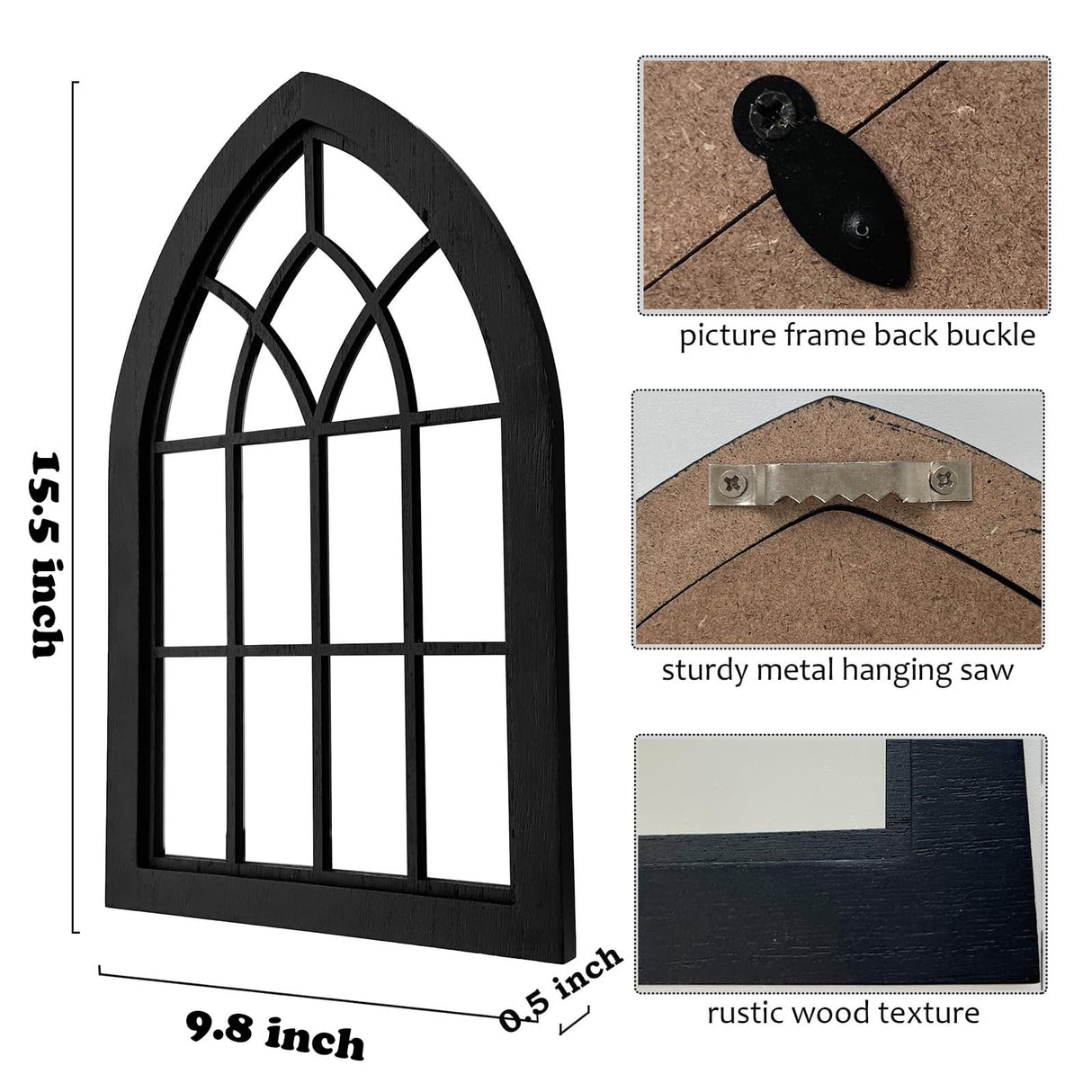 ZEXUIRU 2PCS Arched Window Wall Mirror,Rustic Farmhouse Accent Mirror, Wood Framed Entry Mirror for Living Room,Bathroom,Bedroom,Kitchen,15.5 * 9.8 Inch ZEXUIRU