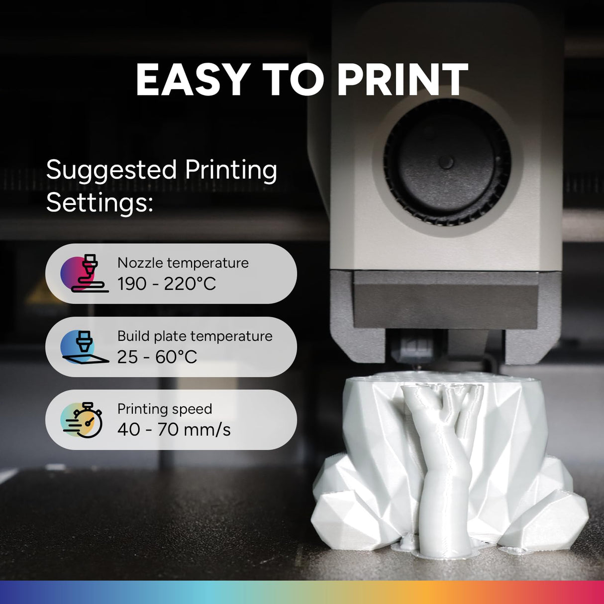 OVERTURE PLA Plus (PLA+) Filament 1.75mm, Stronger & More Durable, Professional Toughness 3D Printer Filament 1kg (2.2lbs), High Precision +/- 0.02mm, Tangle-Free (Black) OVERTURE