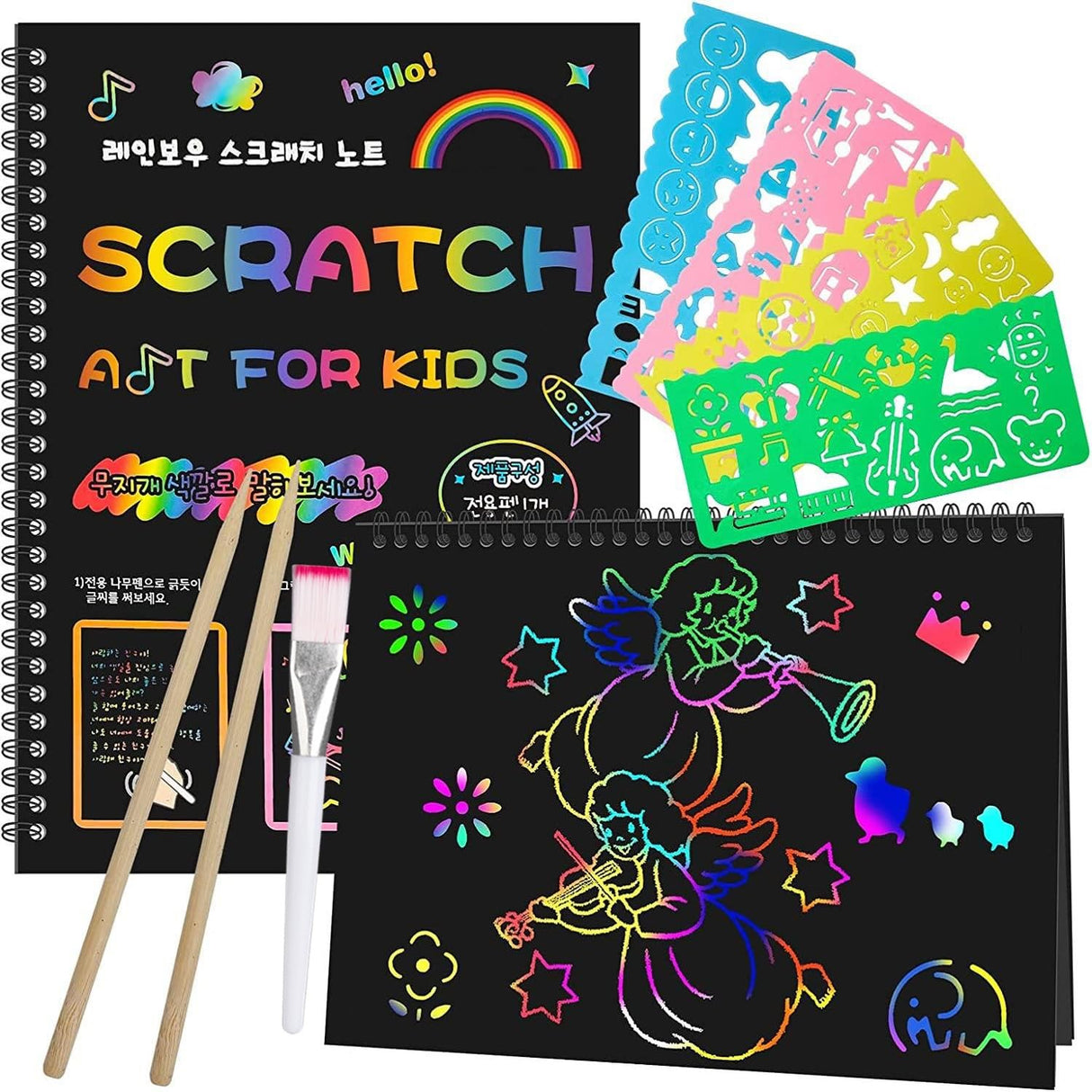Smasiagon Scratch Paper Art Set for Kids: 2 Pack Scratch Off Arts Crafts Graduation Gifts for Kids Ages 3-12 Girls Boys Students Teens School Classroom Prizes Birthday Party Favor Games DIY Activity Smasiagon