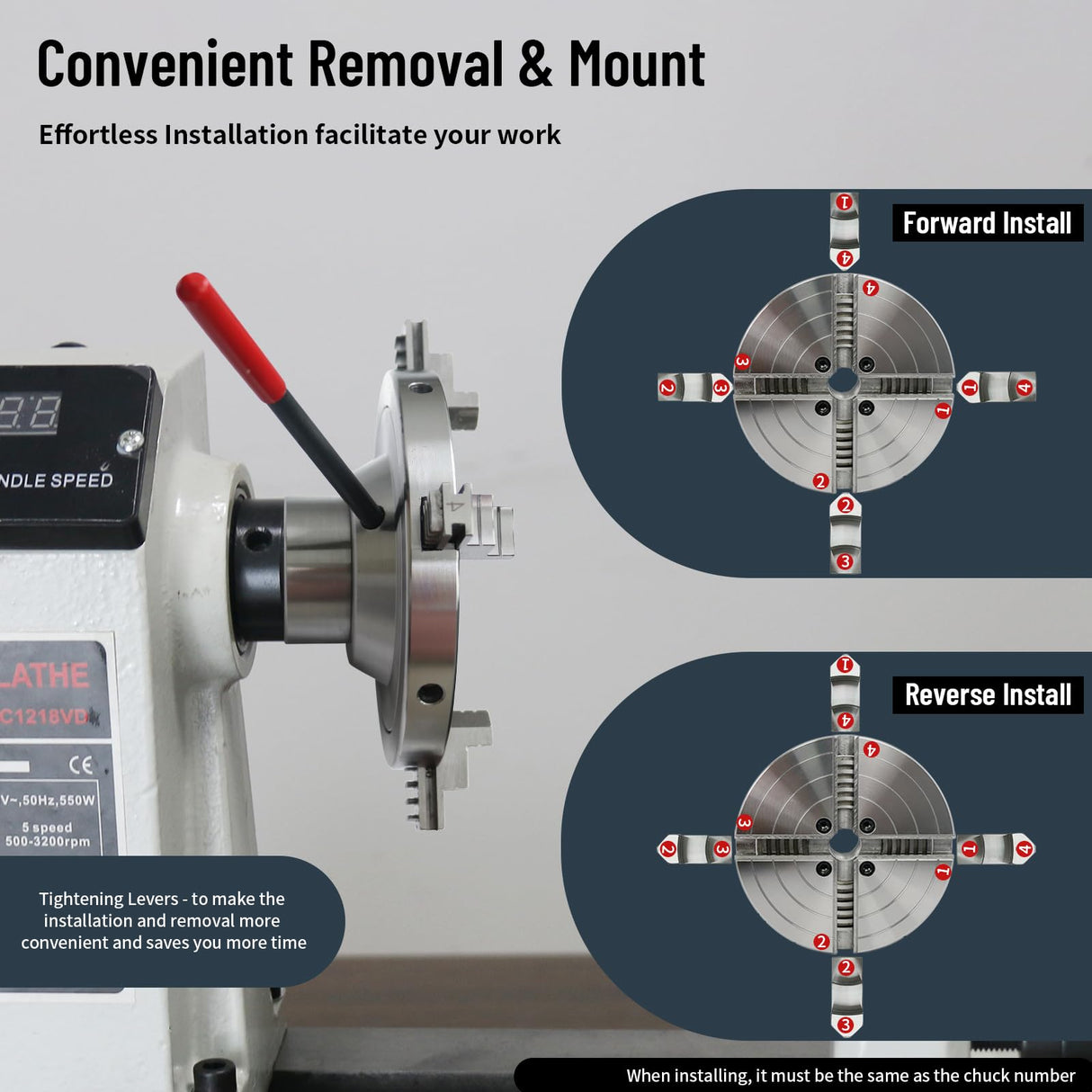 Wood Lathe Chuck 6 inch 4 Jaws Self-Centering Lathe Chucks Thread 1 x 8TPI Lathe Chuck,4 Jaw Chuck for Wood Lathe HAowosi
