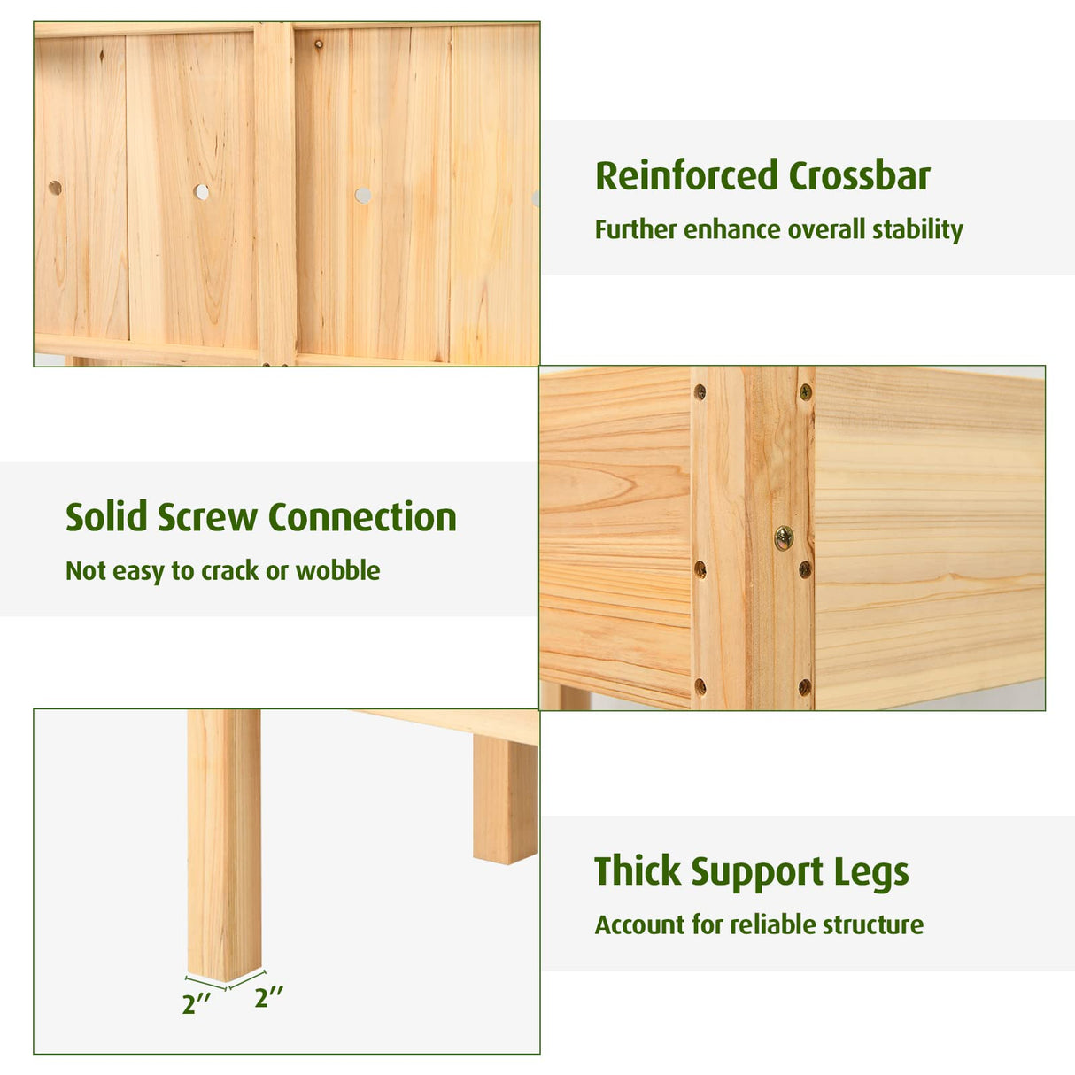 RELAX4LIFE 2-Tier Raised Garden Bed - Fir Wood Garden Elevated Planter Box with Legs, 8 Drainage Holes,220 Capacity for Growing Vegetable, Elevated Garden Bed for Outdoor Yard Patio Balcony (Natural) RELAX4LIFE