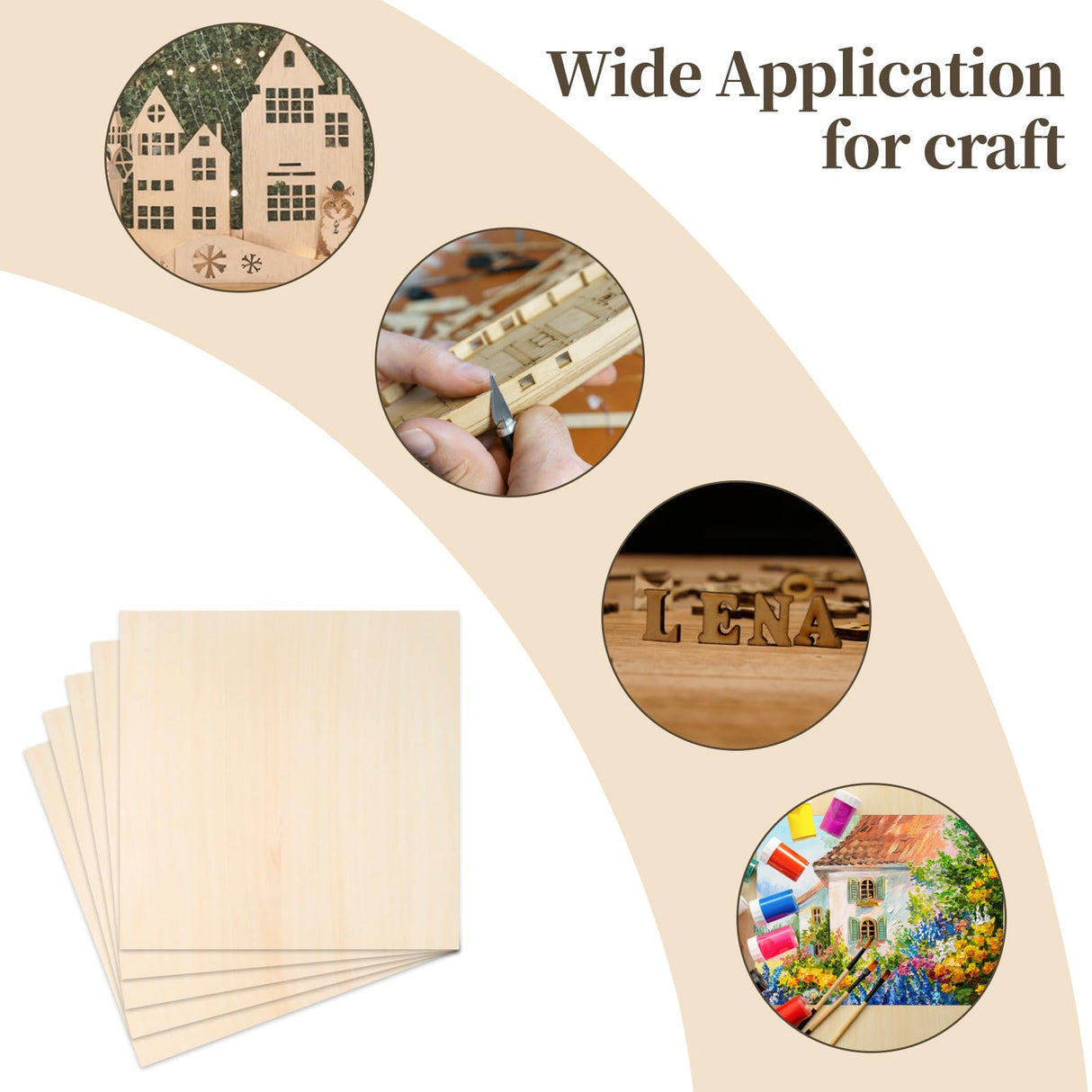 Balsa Wood Sheet, 5 Pack Plywood Sheets, Basswood Sheets 12 X 12 X 1/16 Inch, Unfinished Craft Wood, Thin Wood Boards for Laser Cutting, Engraving, Wood Burning, Crafts MOWPOG