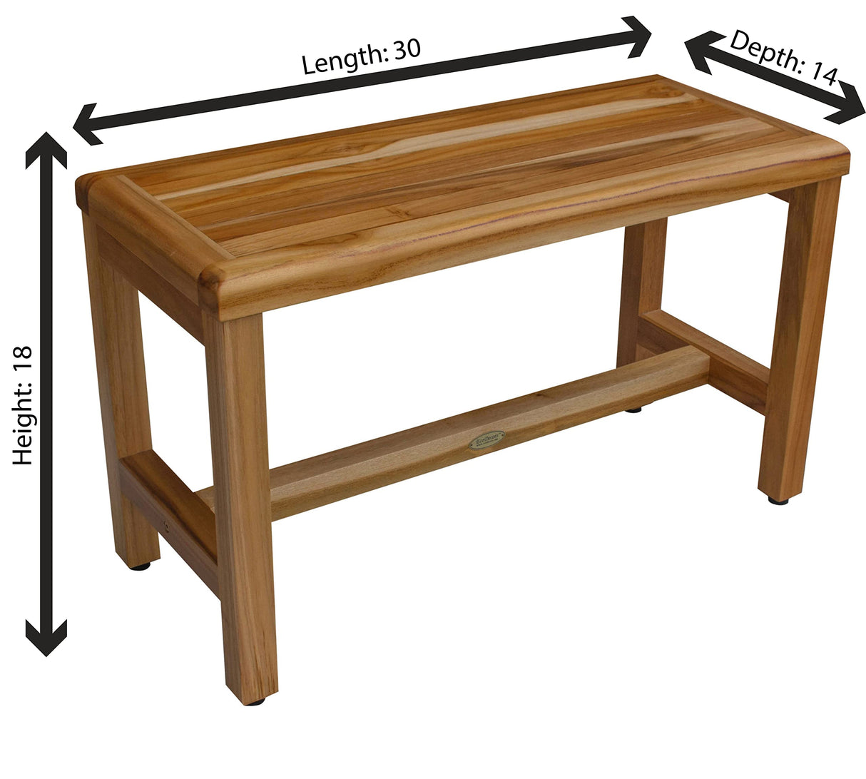 EcoDecors, Eleganto, 30", Teak Shower Bench, Teak Shower Stool, Teak Shower Bench for Inside Shower, Teak Garden Bench, Teak Hallway Bench, Wood Patio Bench EcoDecors