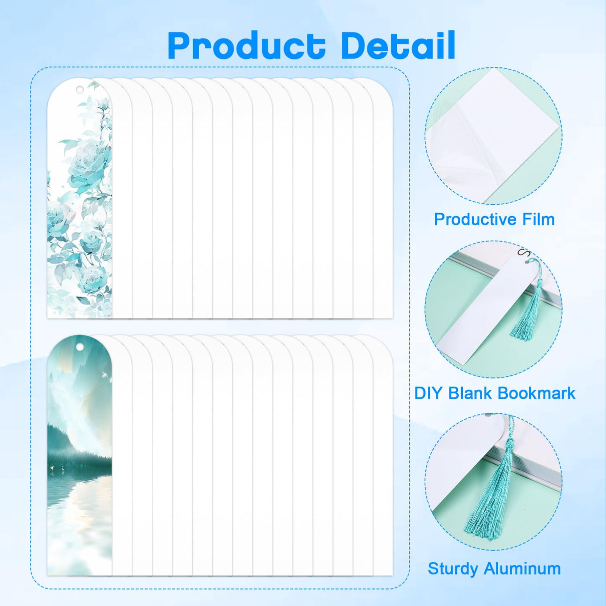 Sublimation Bookmark Blank Double Sided - 30Pcs Metal Bookmark Blanks Bulk + 30 Colors Bookmark Tassels, Bookmark Making Kit, for DIY Bookmarks, Book Lovers, Crafts, Reading Gifts Mkway