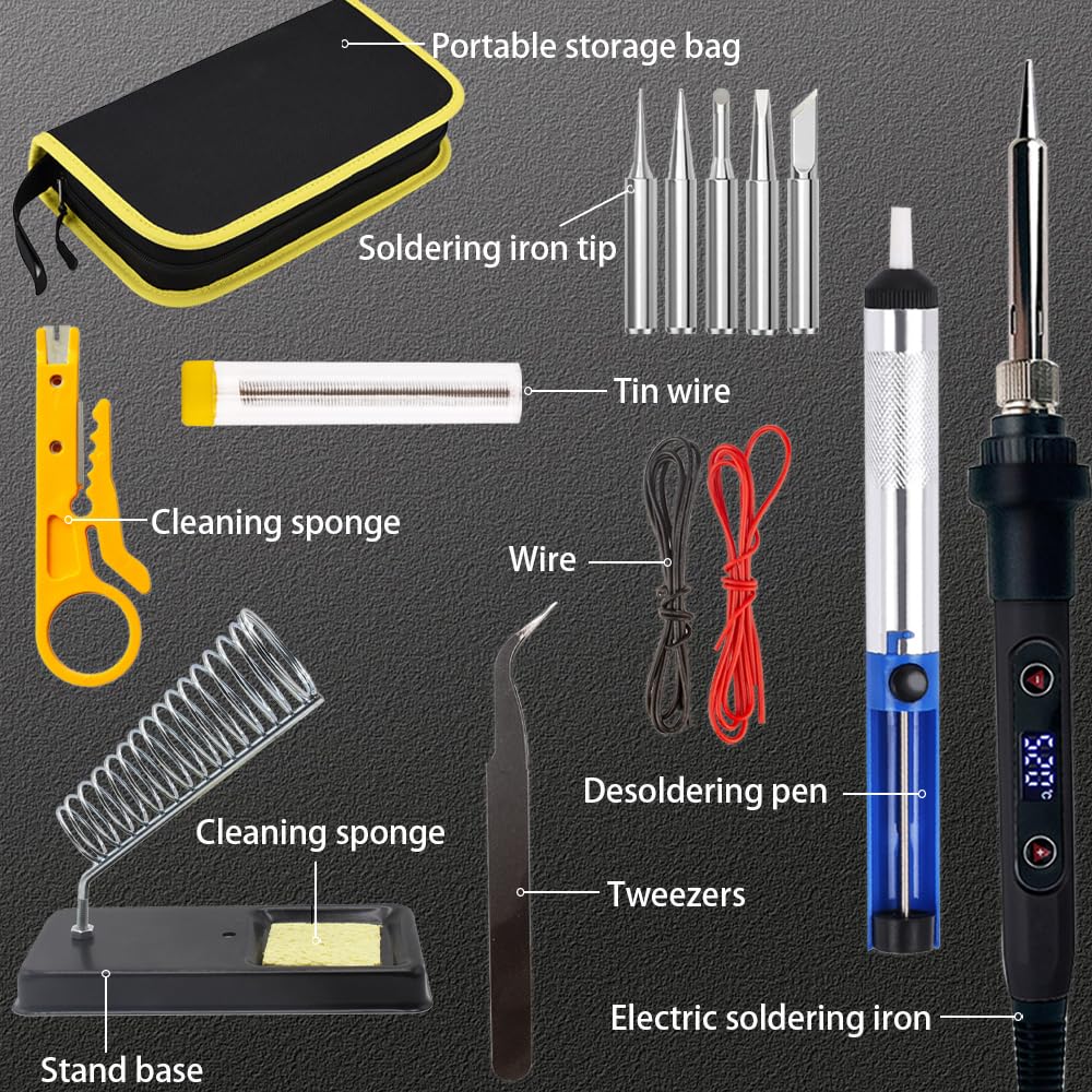 WellerMan Soldering Iron Kit 80W – LCD Digital Adjustable Temperature Soldering Tool Set with 5 Precision Tips, Desoldering Pump, Solder Wire, Stand for DIY, Electrical Repairs, and Metal Work WellerMan