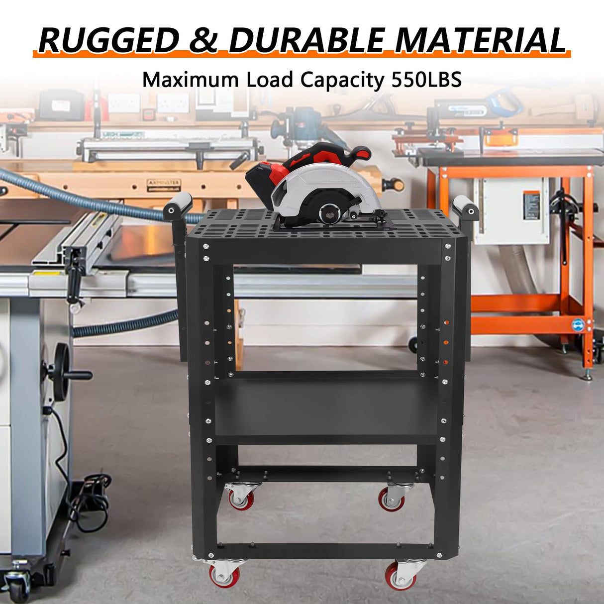 Planer Stand with Wheels,550 lbs Load Capacity Power Tool Stand,Height Adjustable Miter Saw Stand,Planer Table Stand with Extension Rollers, for Most Planers, Saws, Bench-top Machines, Power Tools SGOLAN