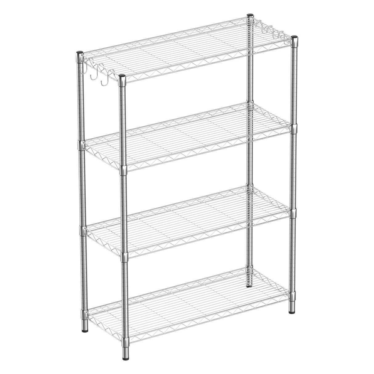 Guan River 4-Shelf Adjustable Metal Shelf Wire Shelving Unit Storage Rack Display Shelf for Office,Kitchen,Bedroom,Bathroom,Laundry,Pantry Basement,Garage(Chrome,36" L x 14" W x 54" H) Guan River