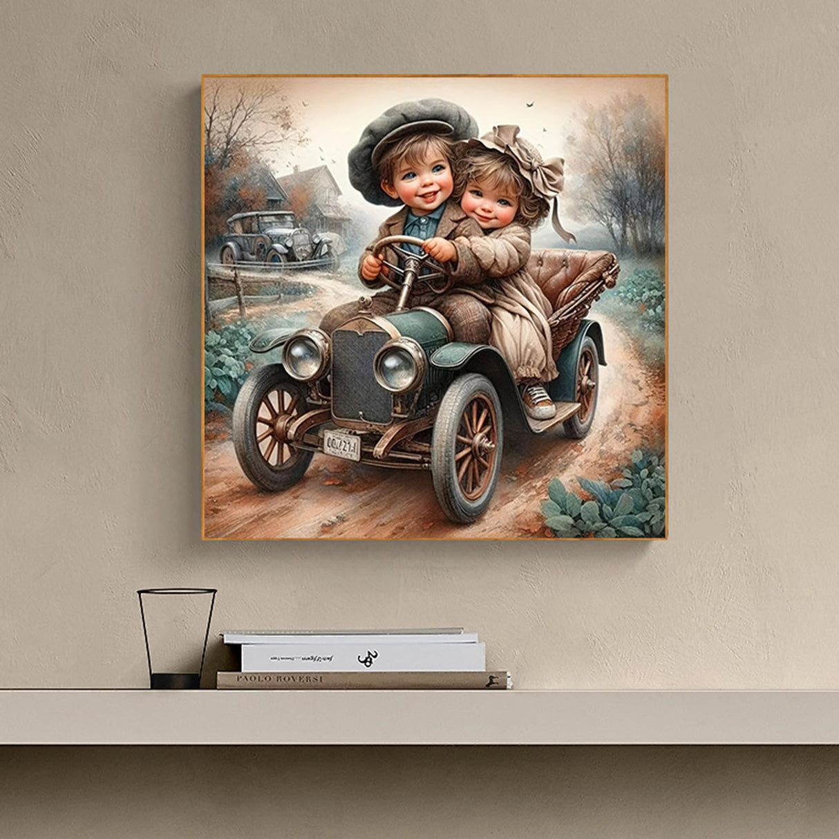 GXGLLPZBY 5D Diamond Painting Kits for Beginners, DIY Retro Car Diamond Art Kits for Adult, Suitability Full Round Diamond Dot Gem Art Kits, Home Wall Decoration 13.78x13.78 Inches GXGLLPZBY