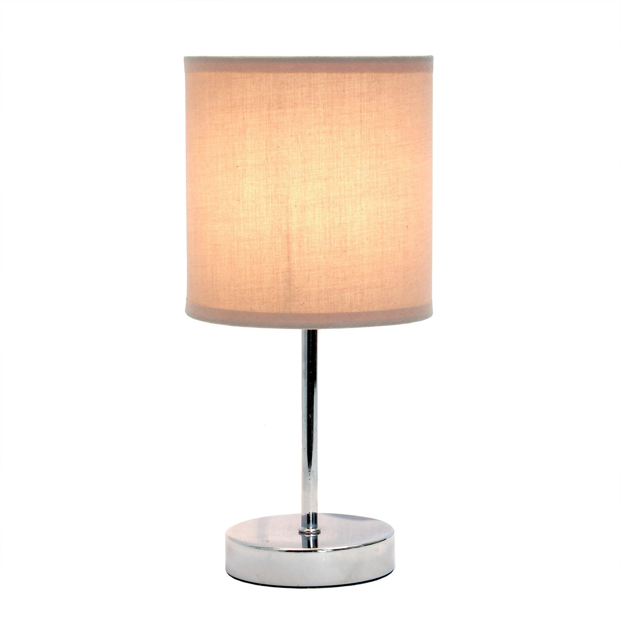 Simple Designs LT2007-GRY Chrome Mini Basic Stick Table Lamp with Fabric Shade, Gray Simple Designs