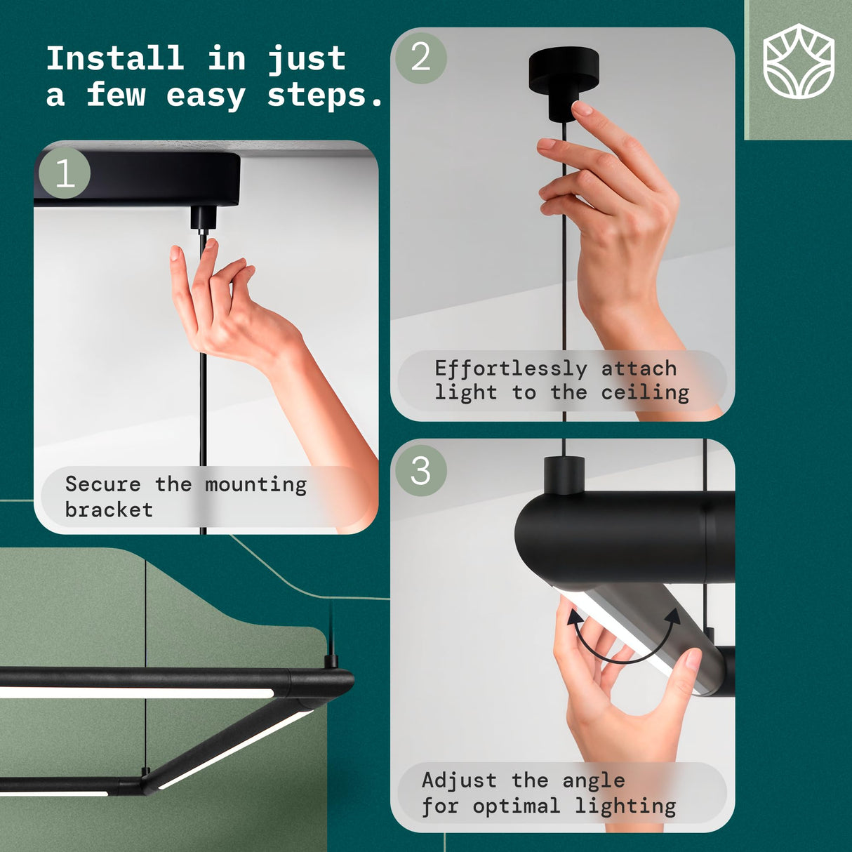 Solvita Pool Table Light –Premium LED Billiard Light, Flicker-Free, Adjustable Height & 360° Rotatable Design – Bright White 3000K (Rectangle 49.6 x 25 inch) Solvita