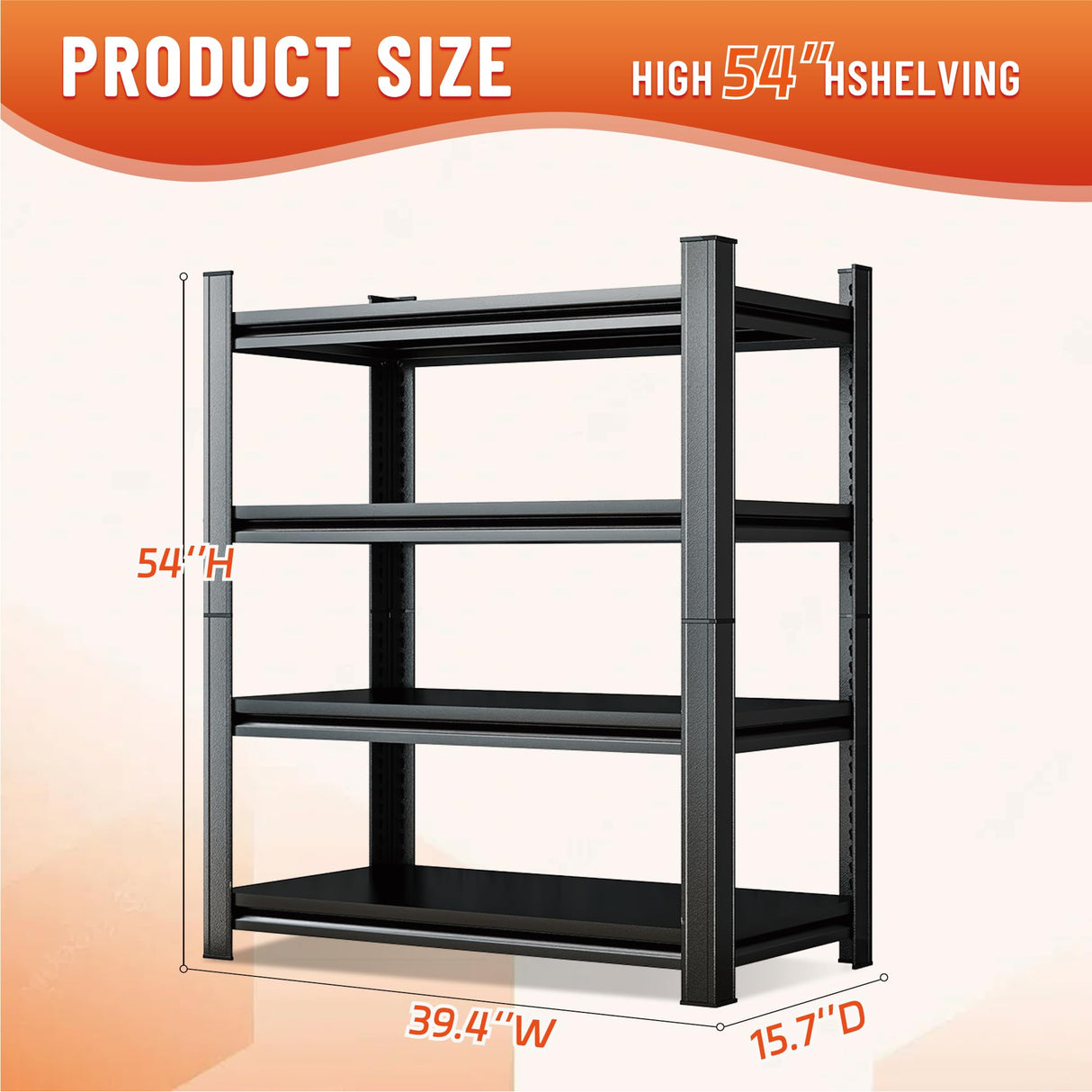 Hymnxemo Heavy Duty 4-Tier Steel Shelving Unit, 2000LB Capacity Adjustable Storage Rack for Garage, Warehouse & Basement, Easy Tool-Free Assembly(54''H x 39.4W x 15.7''D) Hymnxemo