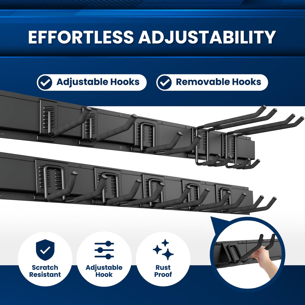 SUKIZZ 64'' All-Metal Garage Tool Organizer Wall Mount – Heavy-Duty Tool Rack Holds 680 lbs, Adjustable Hooks for Garage, Yard, and Garden Equipment SUKIZZ