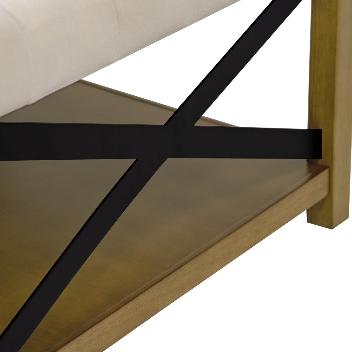 HomePop Tufted Ottoman with Wooden Storage - Cream HomePop