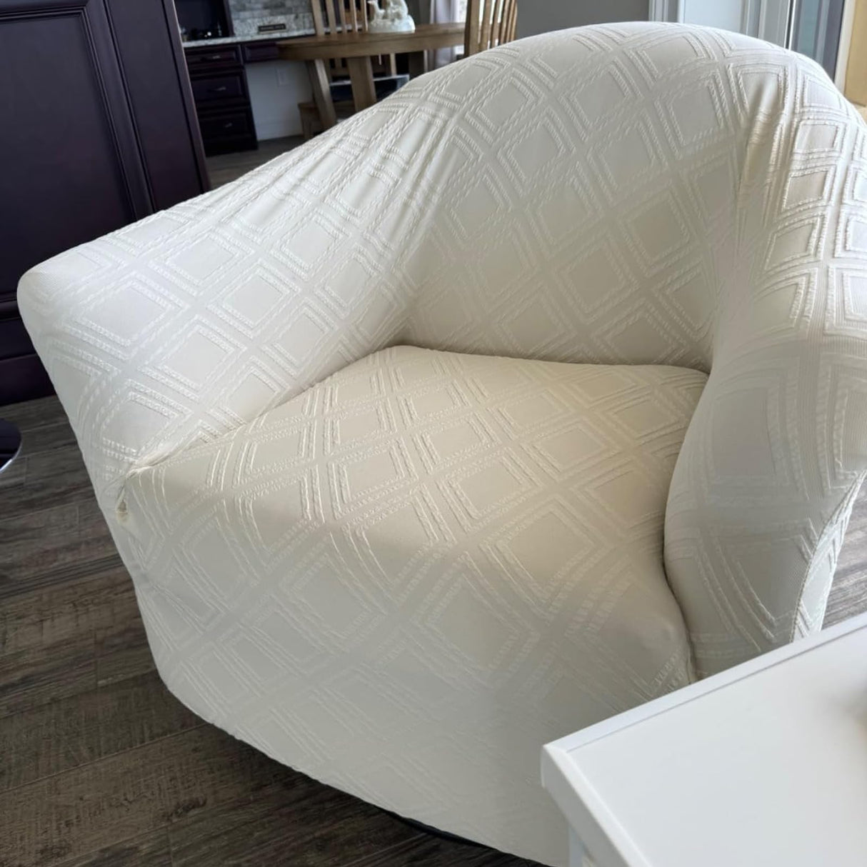 SearchI Waterproof Club Chair Slipcover Stretch Barrel Chair Covers Jacquard Tub Chair Slipcovers Spandex Armchair Sofa Cover Removable Couch Furniture Protector Arm Chair Cover for Living Room(Beige) SearchI