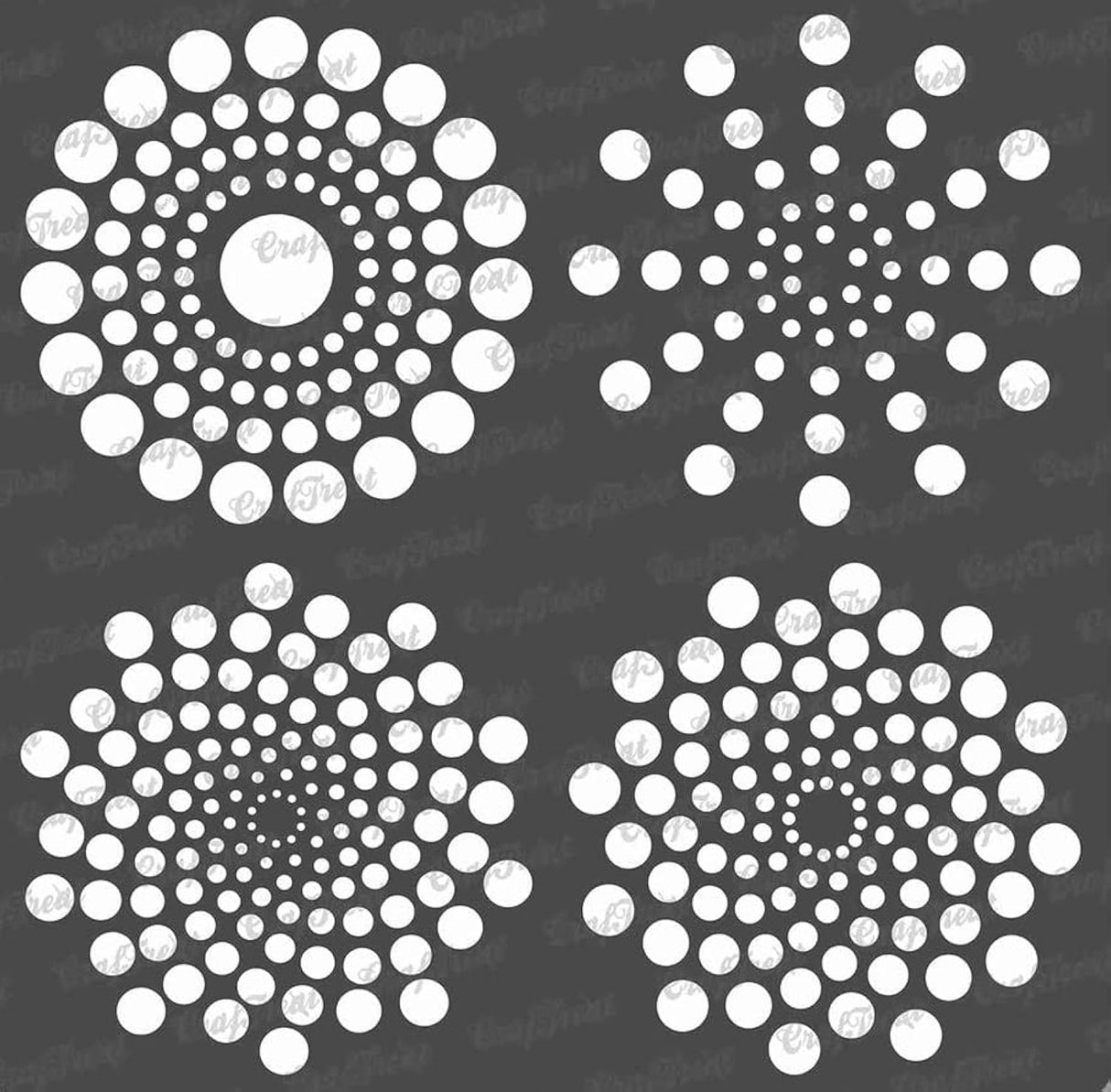 CrafTreat Reusable Dot Mandala Stencils for Painting on Wood, Canvas, Paper, Fabric, Floor, Wall and Tile - Dot Mandala Basics - 6x6 Inches - DIY Art and Craft Stencils - Dots Spiral Stencil CrafTreat