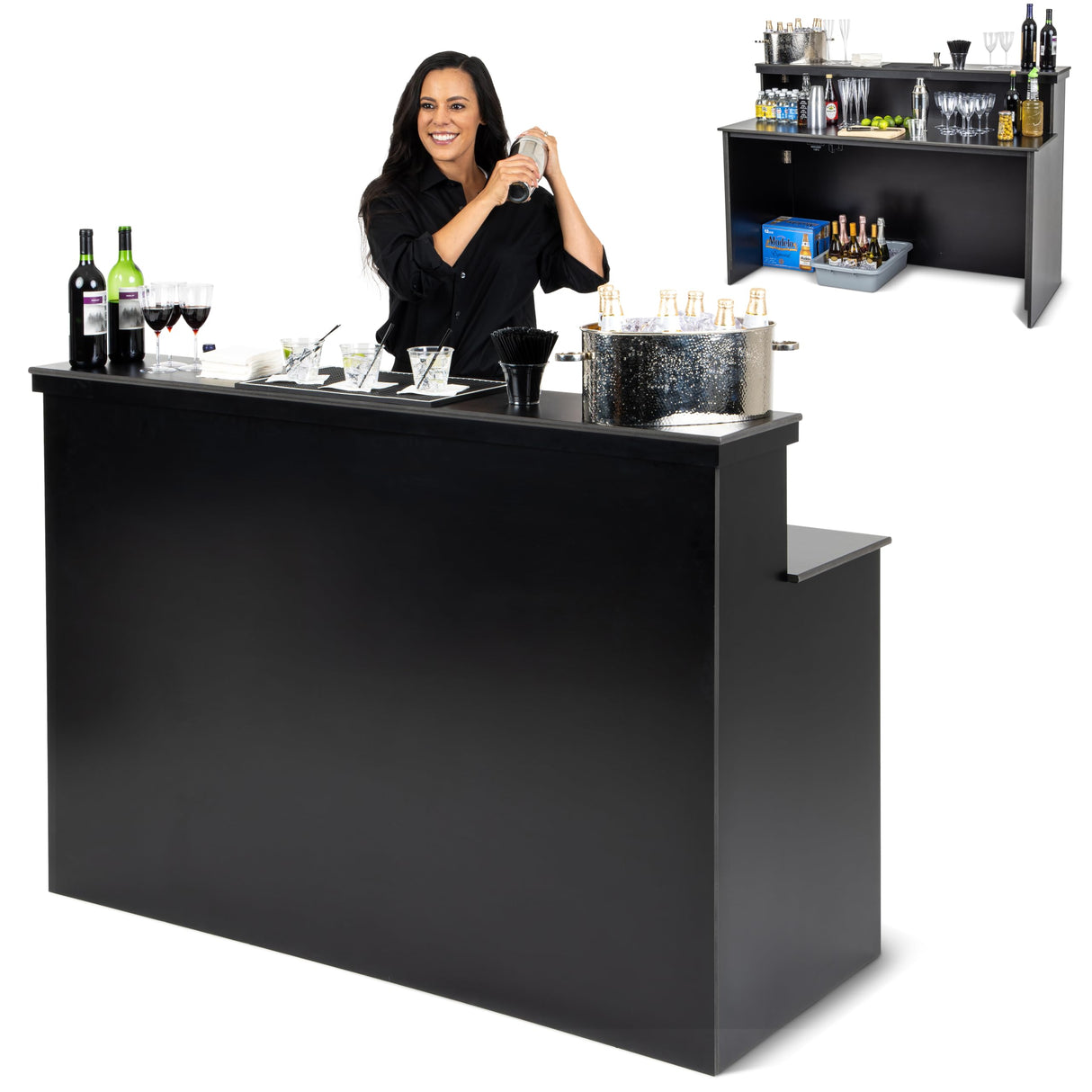 GoBar Elite Portable Bar Table for Events - Foldable Commercial Grade Wood - Mobile Bartending Station GoPong