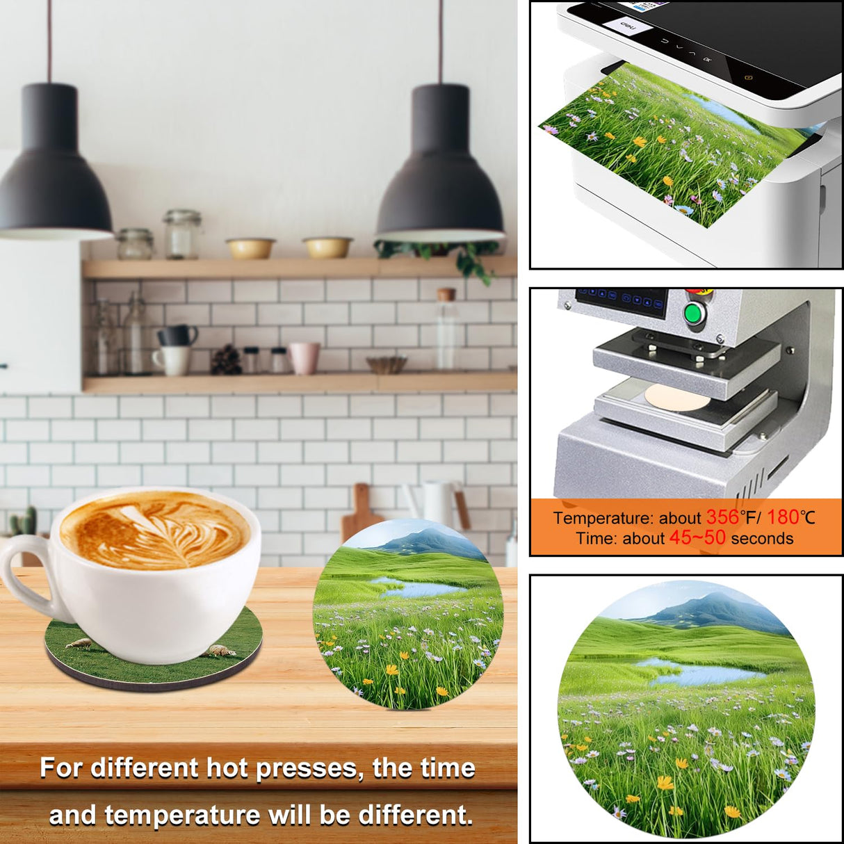 30 Pcs 4 Inch Round MDF Sublimation Coasters, Blanks MDF Sublimation Coasters, and Water-Resistant MDF Material with Non-Slip Cork Backing, Hardboard Cork Coasters by KUKLIPJIM KUKLIPJIM