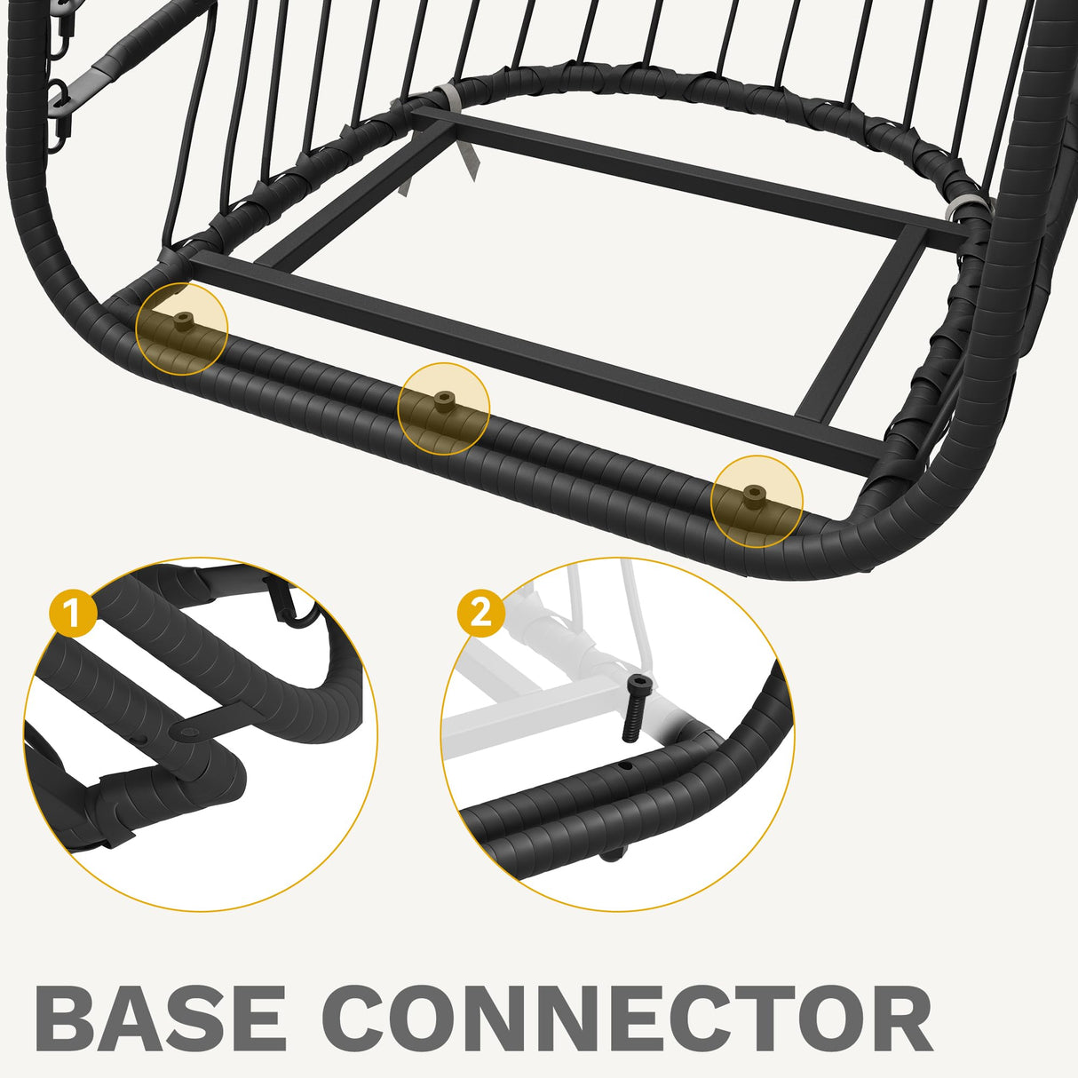 DWVO Wicker Swing Egg Chair 300lbs Capacity - Foldable Hanging Hammock with Cushions & Stand, Indoor/Outdoor Patio Swing Chair for Bedroom, Garden, Balcony (Grey) DWVO