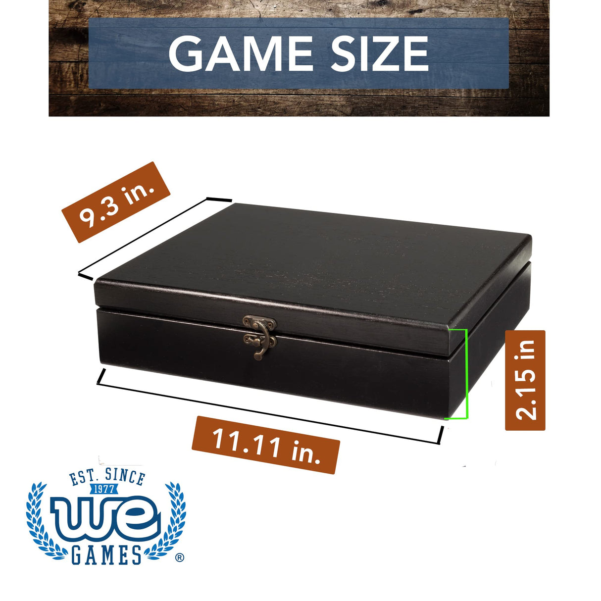 WE Games Wooden Keepsake Stash Box, Decorative Memory or letter Box, Board Game Storage, Storage for Photos, Stationary, Jewelry, Heirloom (Black Stained Finish) WE Games