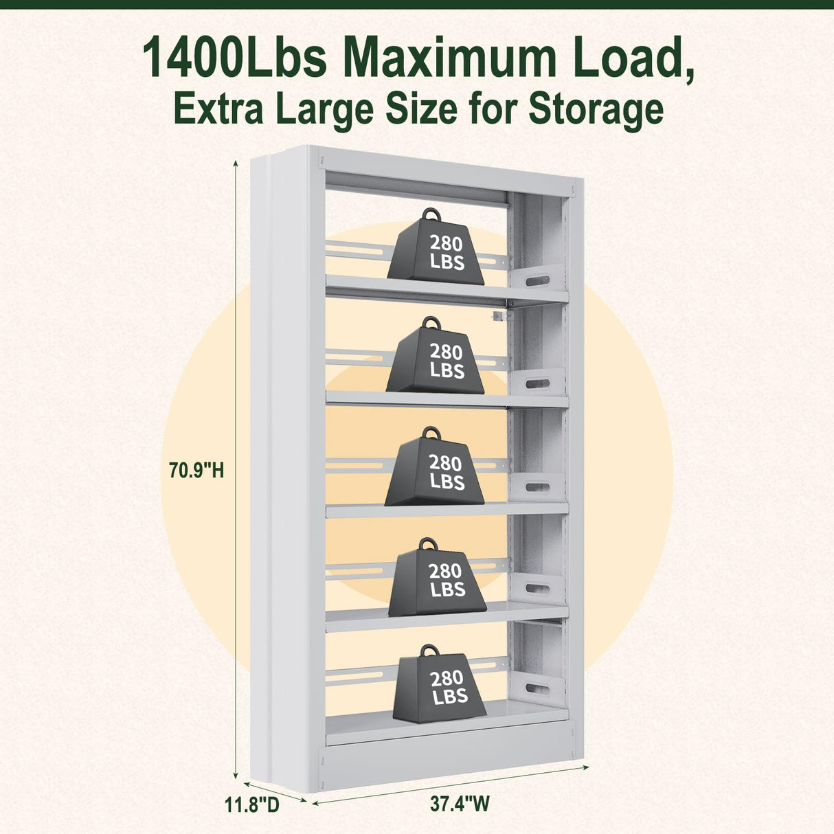 Metal Bookshelf, 5-Tier Bookcase with Adjustable Storage Shelf, 71" Tall Bookcases Heavy Duty bookcase with Bookends, Modern Bookshelf for Living Room, Library, Bedroom,Includes Book Stoppers-White CBCNWR