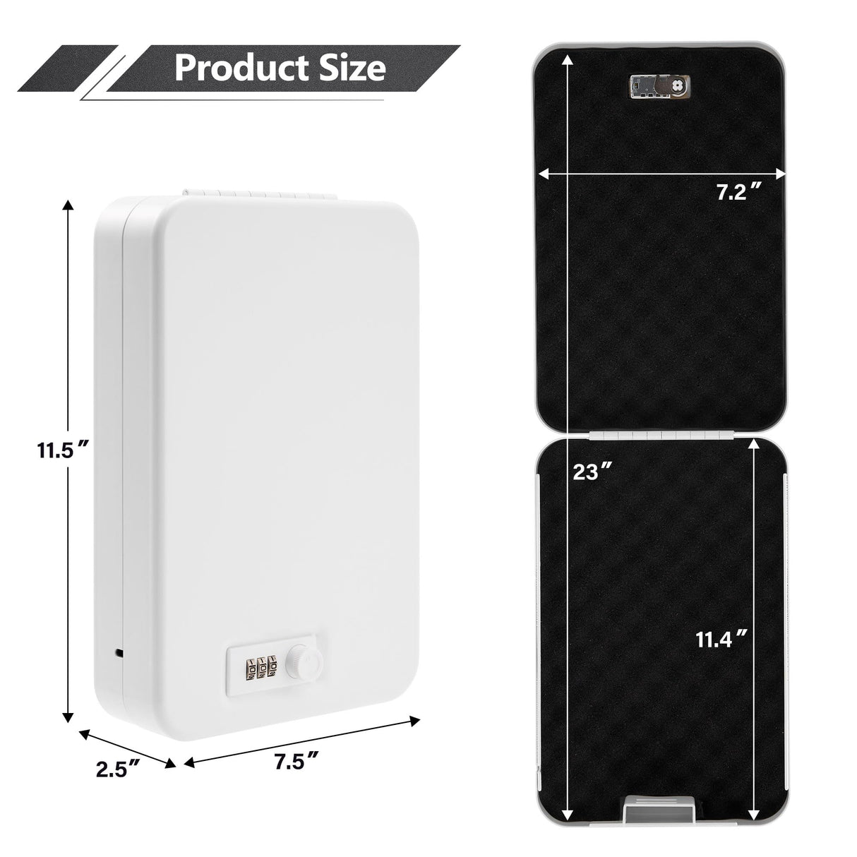 Sgorlds Gun Safe for Pistol, Portable Handgun Lock Box with Combination Lock, Pistol Safe for Car, Home, Travel, 11.5" x7.5" x2.5", White Sgorlds