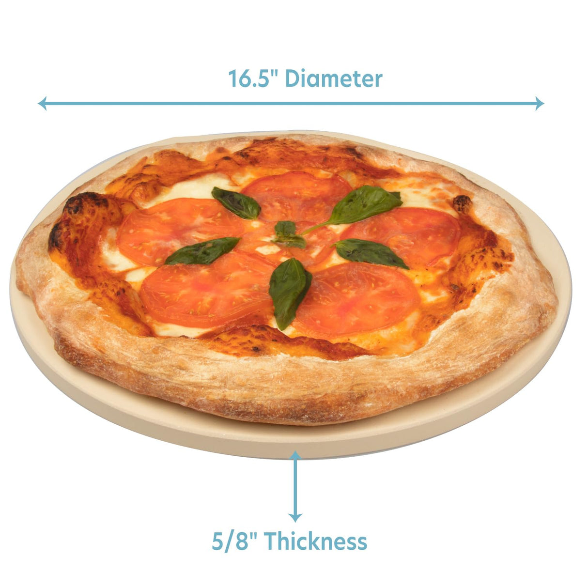 Pizza Stone for Oven, Grill, BBQ - Round 5/8 Inch Extra Thick Baking Stone w/Safe & Even Heating - XL 16.5" Pan for Crispy Crust, Made of Heavy Duty Cordierite can Withstand 550+ Degrees Fahrenheit CucinaPro