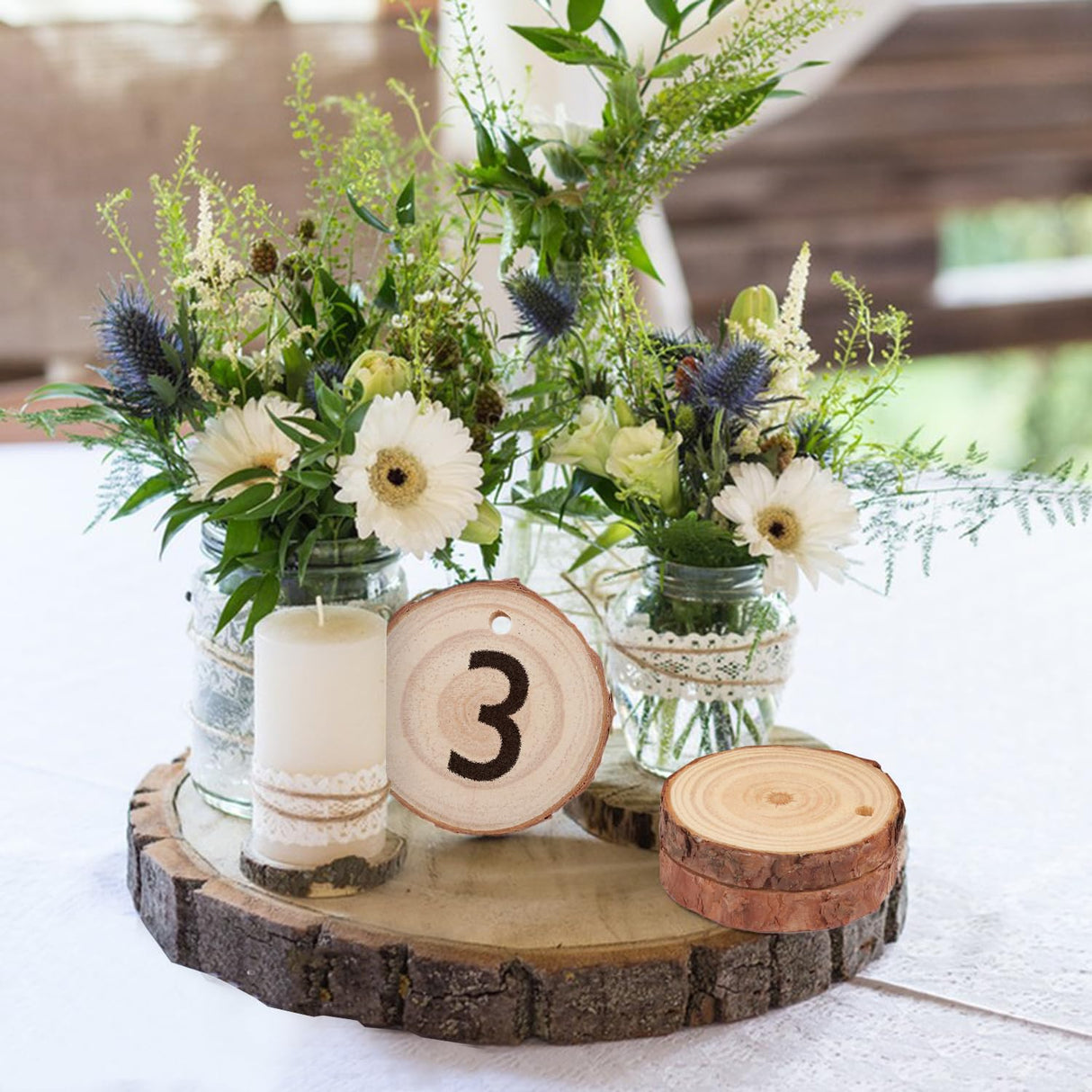 80 PCS 2.4-2.8 Inch Unfinished Wood Slices, Natural Wood Slices, Predrilled with Hole Wood Slice for DIY Arts Craft Christmas Ornaments GNIEMCKIN