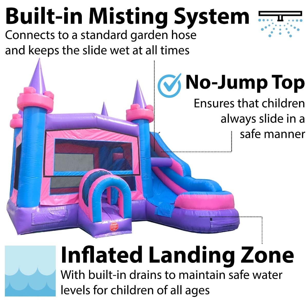 TentandTable Inflatable Bounce House Water Slide for Kids 5-12 Large, Commercial Grade Bouncy Castle for Adults, Jump House, Includes Electric Air Blower, 19' L x 18.5' W x 16' H, Pink Modular TentandTable
