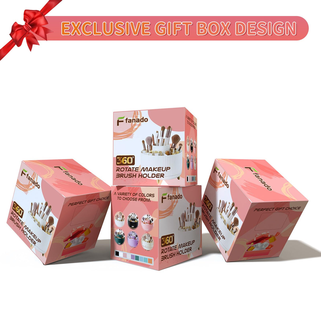 360° Rotate Makeup Brush Holder Organizer, Makeup Organizers Countertop, Makeup organization and Skincare Storage for Vanity, Desktop, Bathroom (White) fanado