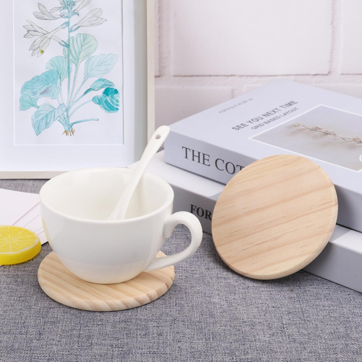 36 PCS 4 Inch Unfinished Wood Coasters, Premium Round Wooden Plaques for DIY Crafts, Drawing, Painting, Wood Engraving, Wood Burning, Laser Scroll Sawing and Home Decoration GNIEMCKIN