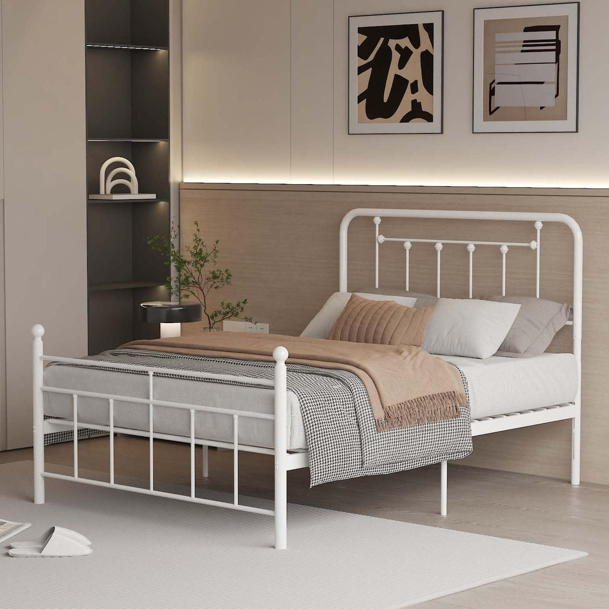 EtherealZYF Metal Headboard Full Size Headboard Metal Construction, Rustic Farmhouse Style, Effortless Assembly, Steel Headboard for Bedroom White EtherealZYF