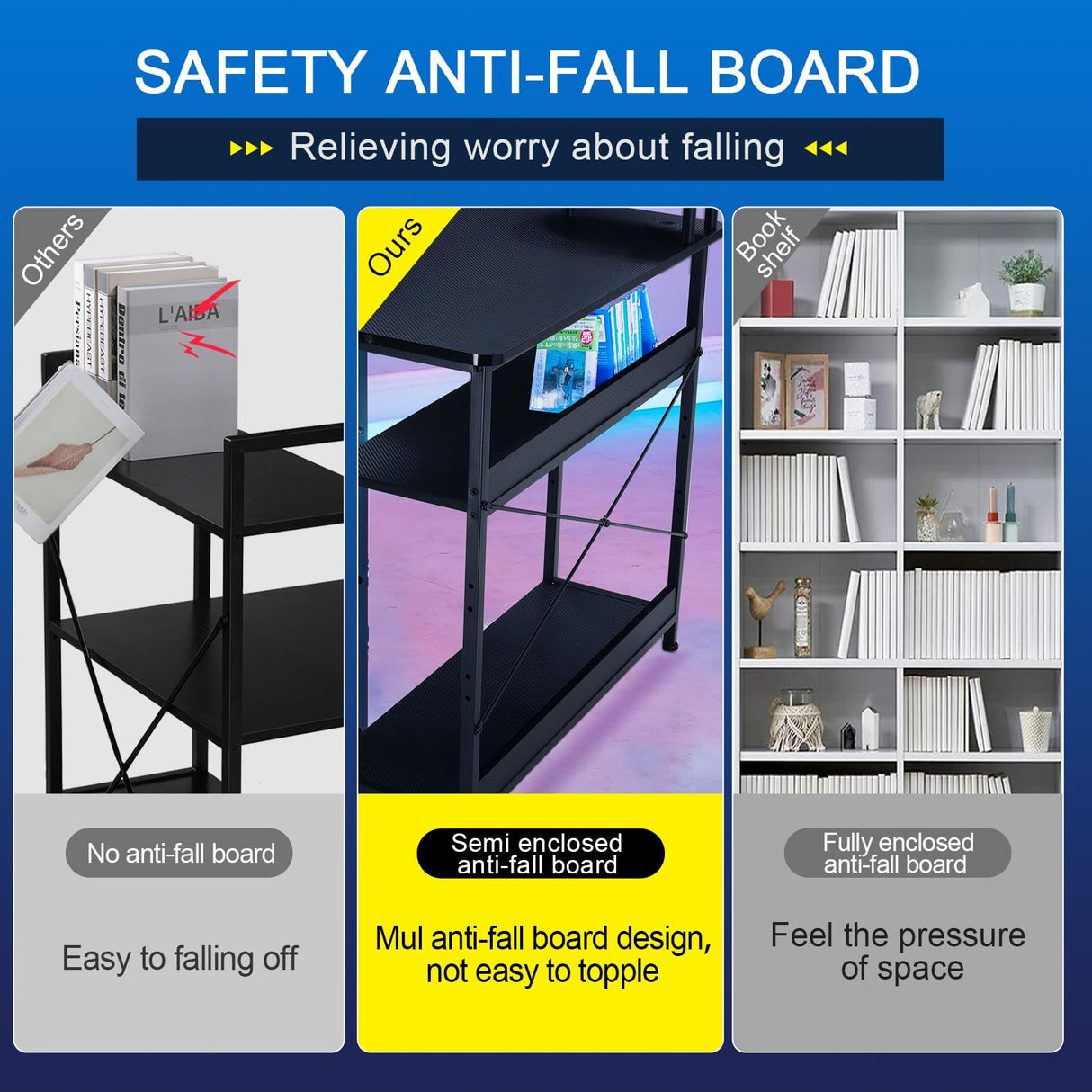 GTRACING L Shaped Gaming Desk, Carbon Fiber Style Computer Desk Compatible with Monitor Arm Storage Shelves Corner Desk Gaming Table for Home Office Desks Easy to Assemble Adjustable Shelf Height GTRACING