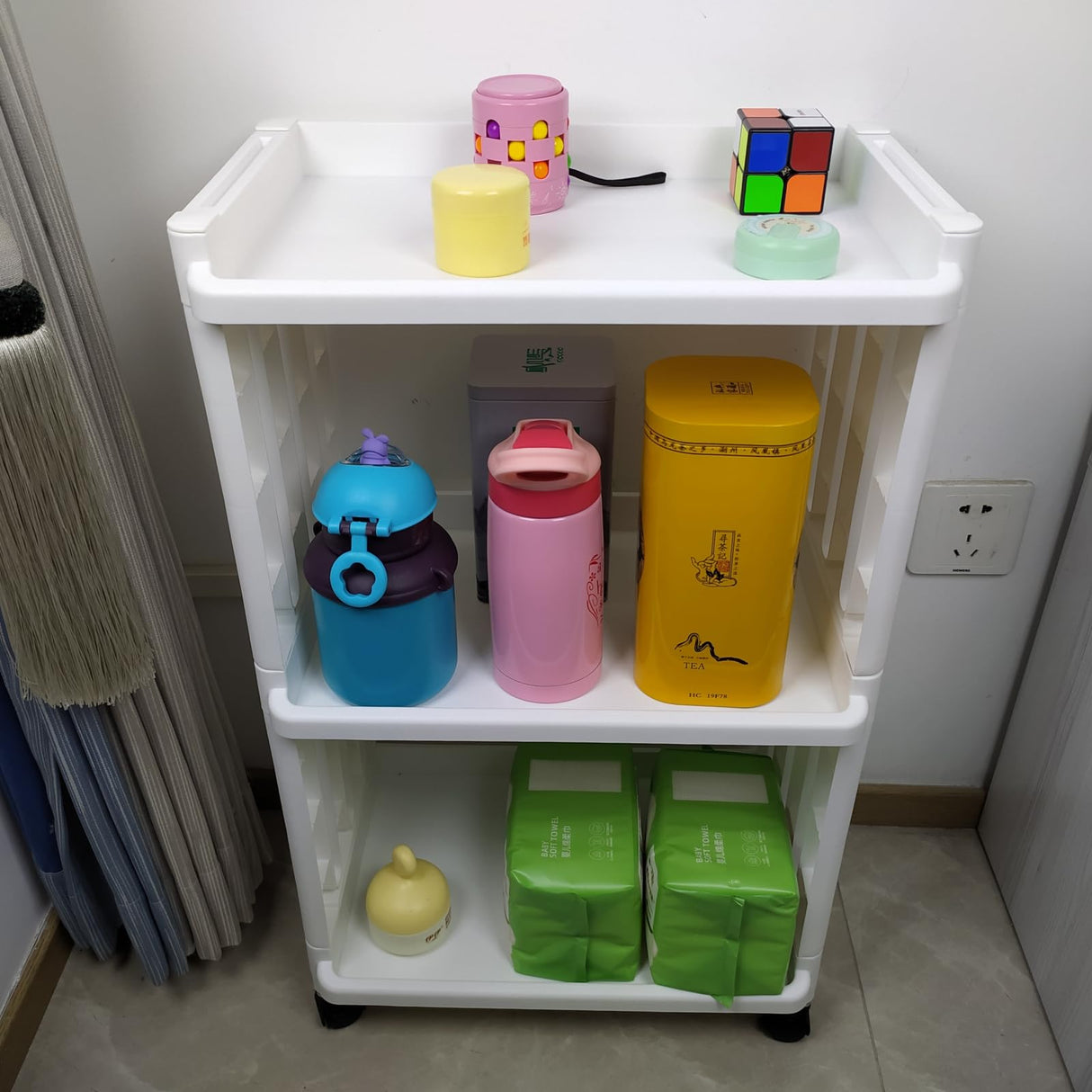 TENBOAT 3 Tier Rolling Storage Cart for Bathroom Toilet Side Storage Shelf with Wheels Movable Organization Rack Organizer Shelving Unit Bathroom Cart Office Cart (Normal Size) TENBOAT