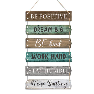6 Pieces Rustic Wall Hanging Plaque Sign Inspirational Wall Art Farmhouse Wooden Door Signs Positive Plaque with Quotes Motivational Quote Decor for Office Bedroom Living Room(Retro Style)