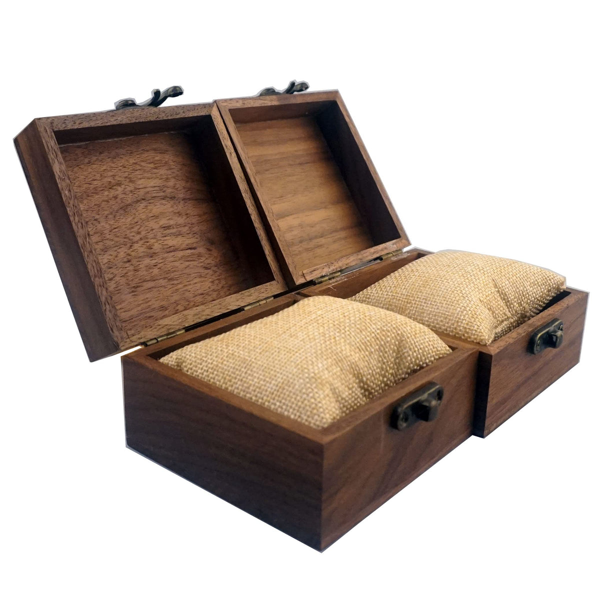 LONMAIX 2PCS/Pack Walnut Wood Box for Crafts, Jewelry Box and Watch Box Wooden Keepsake Box Gift (Walnut Box-2PCS/PACK) LONMAIX