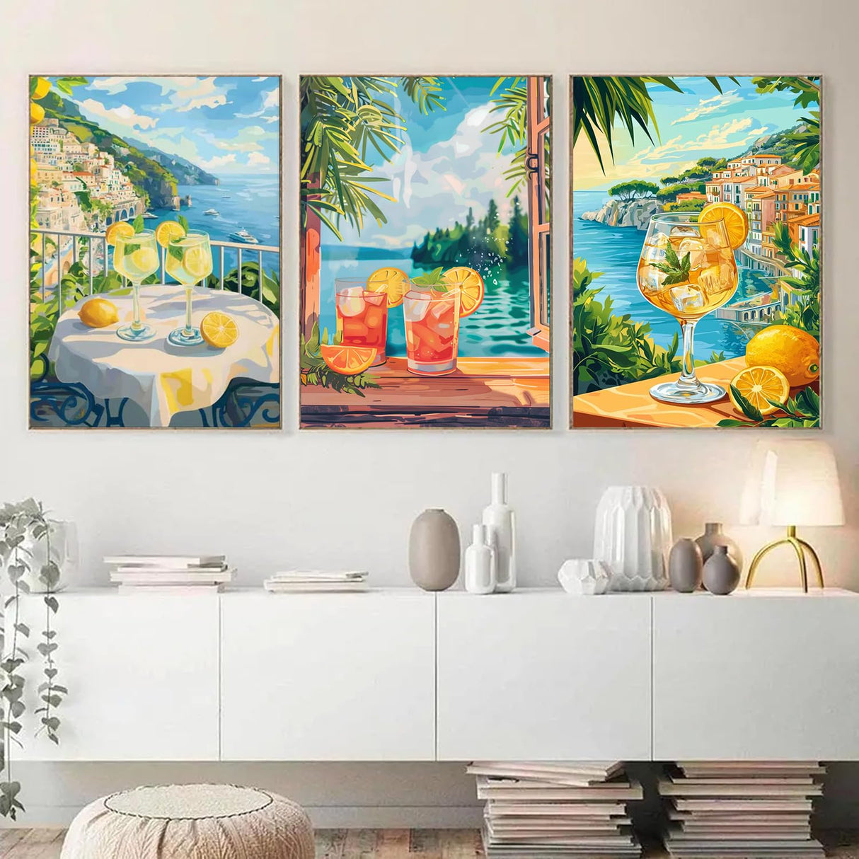 Tiwabb 6 Pack Cocktail Paint by Numbers Kit for Adults Beginner,Scenery Easy Adult Paint by Number Kits on Canvas DIY Painting for Beginners Art by Numbers for Gifts Home Wall Decor 9.5x11.81 Inch Tiwabb