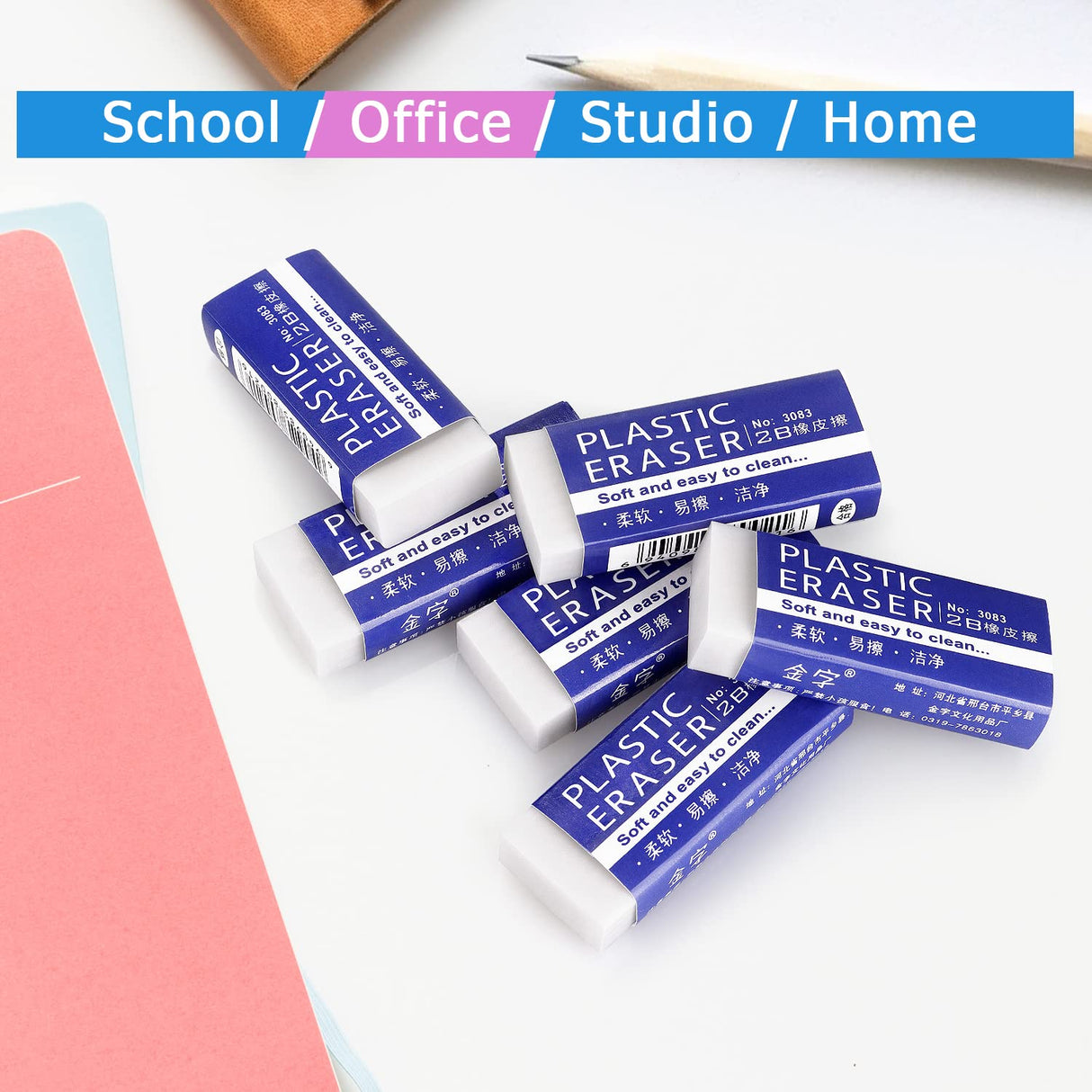 Tamaki 6 Pack Erasers, Large White Erasers for School Office, Art Eraser for Drawing Tamaki