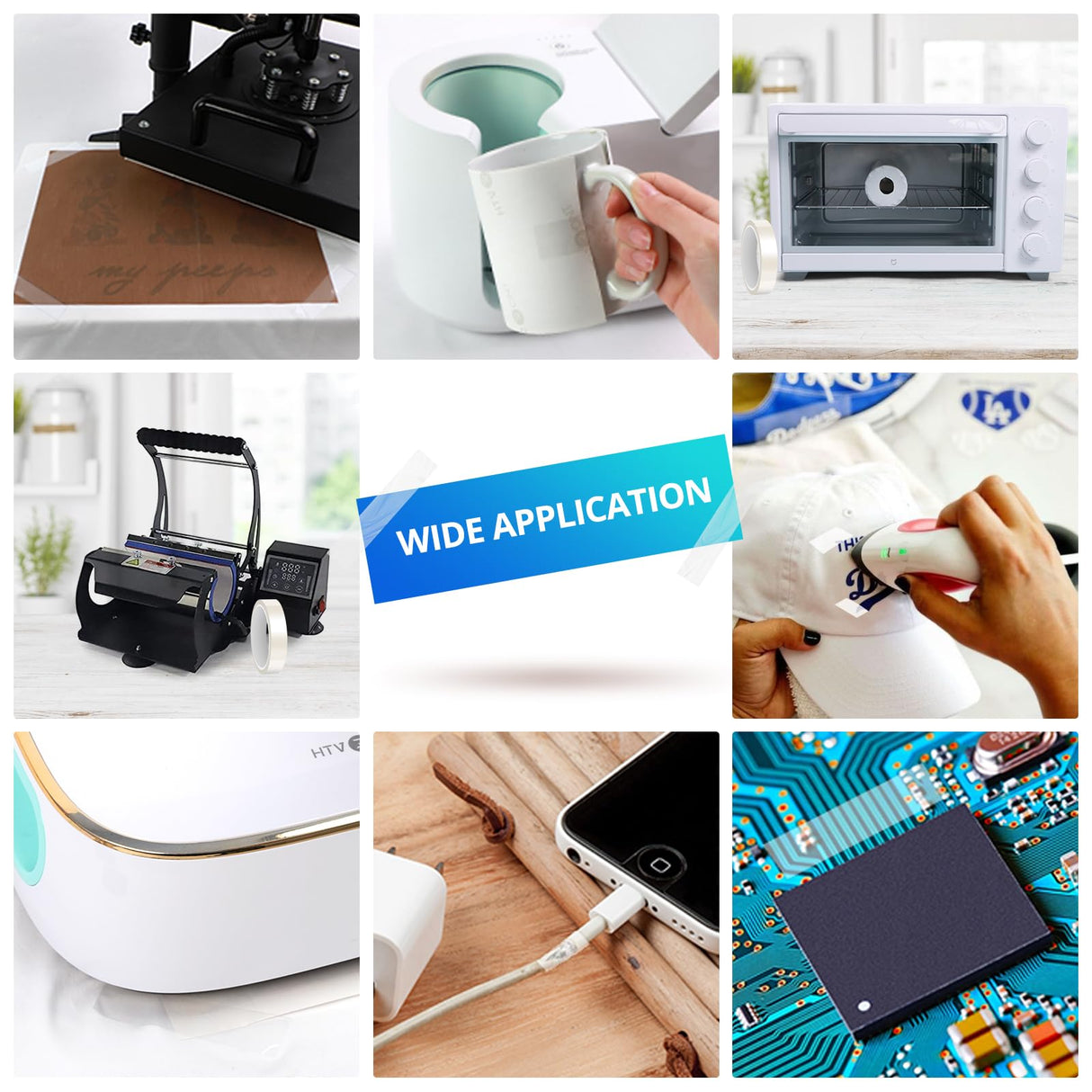 HTVRONT Heat Resistant Tape - Sublimation Tape 2 Rolls 20mm x 33m Heat Transfer Tape, No Residue Heat Tape for Sublimation Blanks Tumblers Mugs Fabrics, Adhesive Heat Transfer Heat Press Tape (Clear) HTVRONT