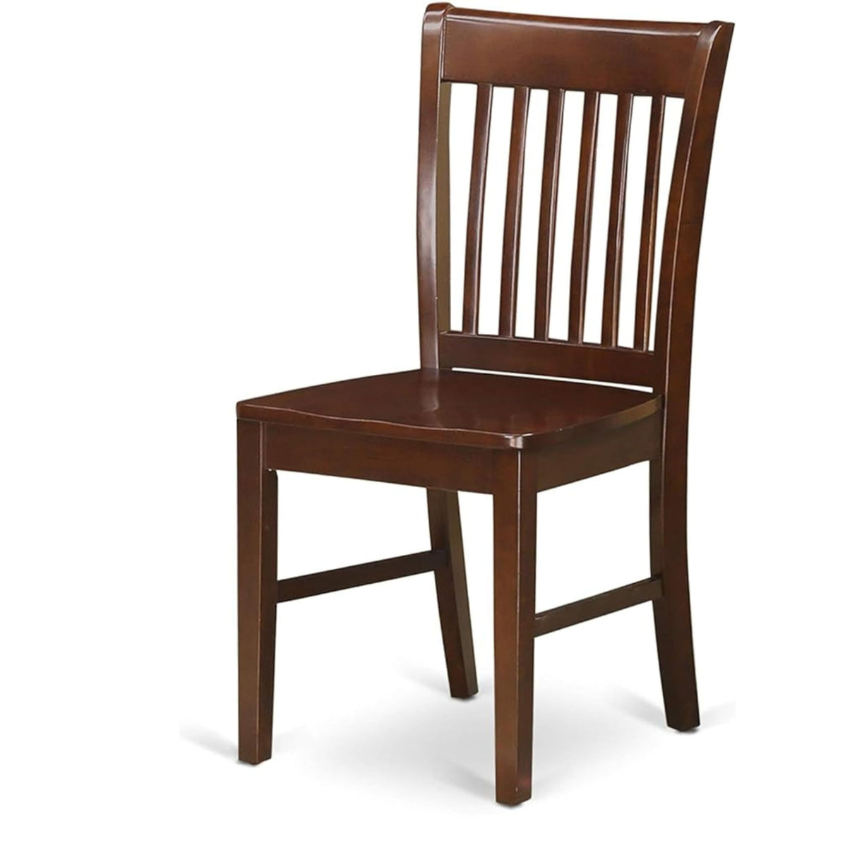 East West Furniture Norfolk Dining Room Slat Back Solid Wood Seat Chairs, Set of 2, Mahogany East West Furniture