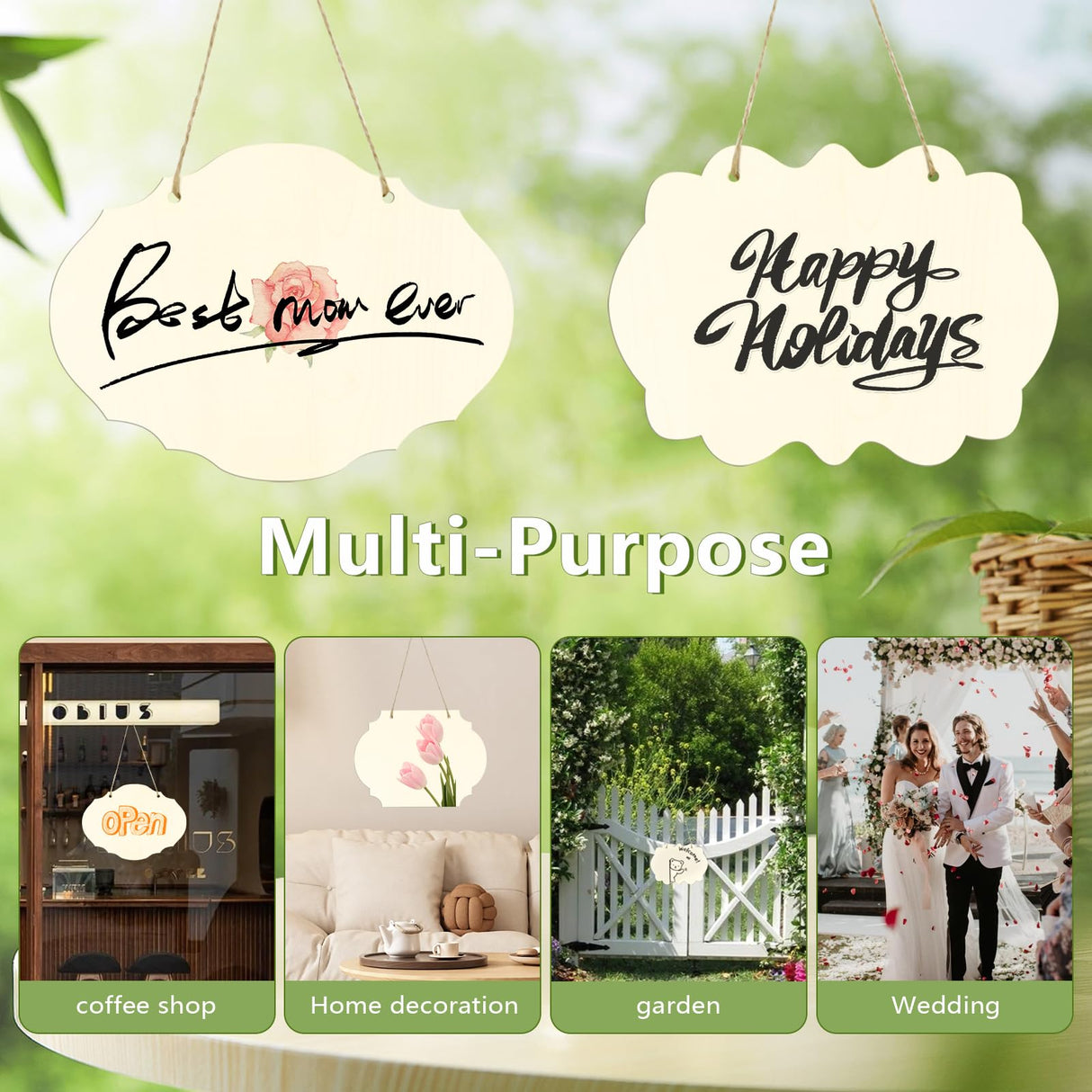 FSWCCK 24 Pieces Unfinished Hanging Wood Sign Blank with Ropes, Rectangle Blank Wood Sign Plain Hanging Craft Door Signs Wall Art Farmhouse Wooden Sign for Door Wall Art Decoration (6 Style) FSWCCK